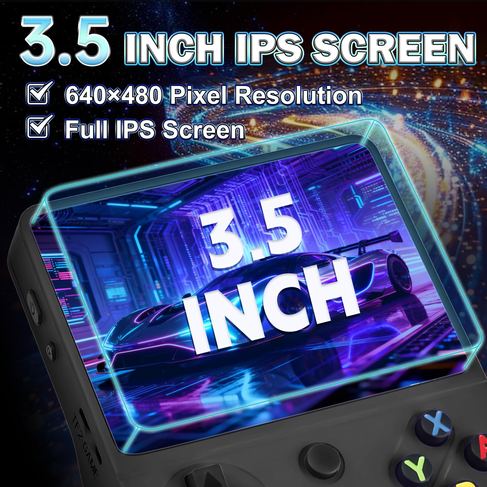 Forlarme RG36PRO Retro Video Game Console-Support 30000+ Classic Games,3.5"IPS Screen,Open Source System,64G TF card,3000mAh Battery,Portable Console for Teen or Partner - Gift for Christmas - Black