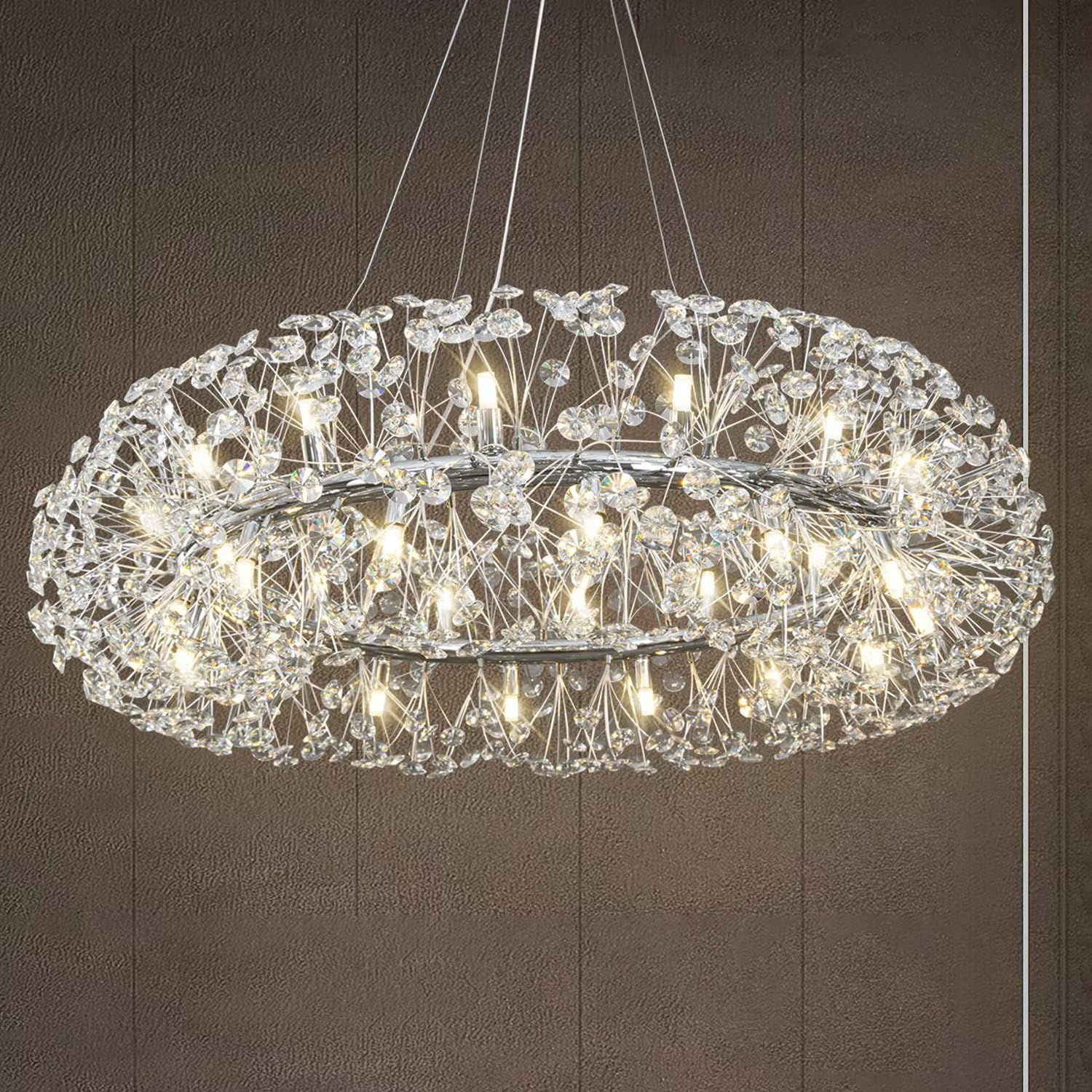 KLXSIVU Modern Gold Crystal Chandelier - Luxury 20 Light for Dining Room, Bedroom, Living Room Height Adjustable D31.5 Inch