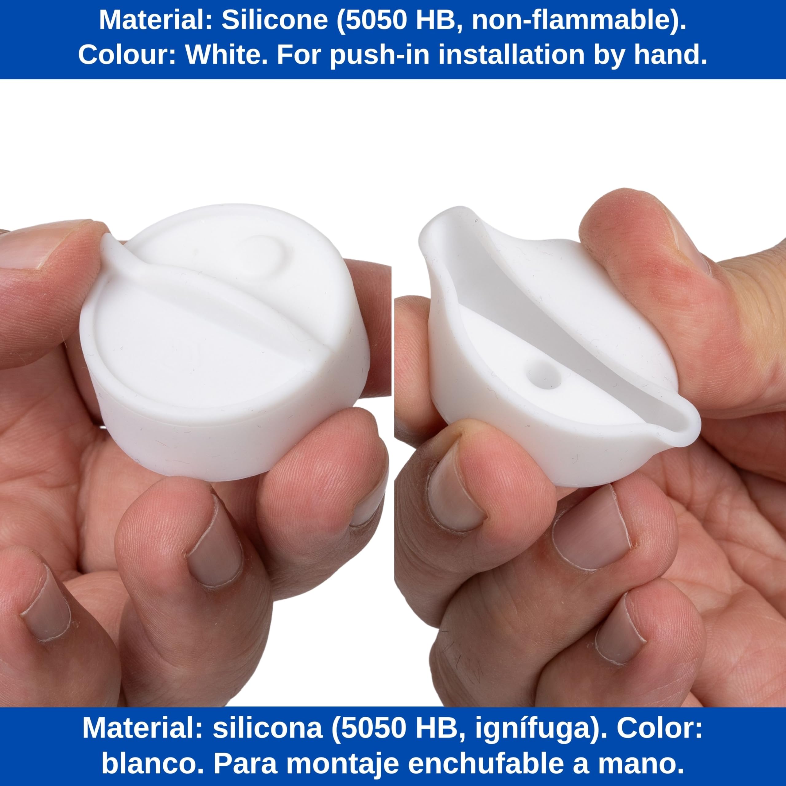 Cache-prise, 2 pièces, blanc, silicone, protection de la prise contre les éclaboussures, la poussière, couvercle de la prise type E France, capuchon pour les ouvertures de l'enrouleur de câble