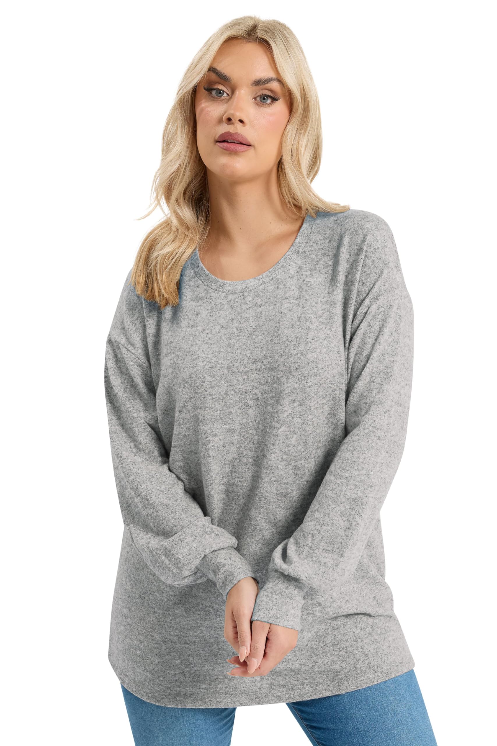Yours Women's Grey Curve Soft Touch Jumper - Plus Size Curve