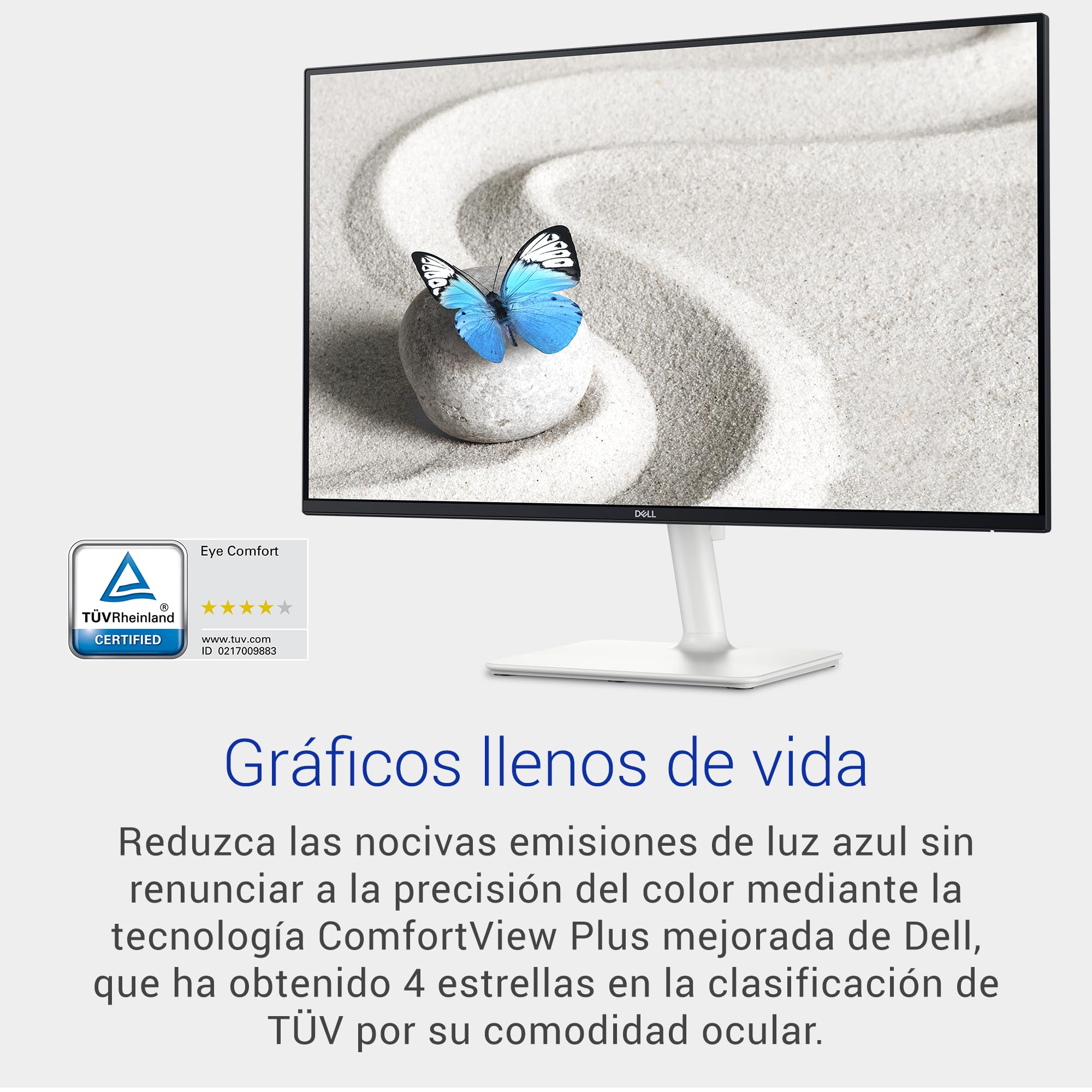 Dell S2425H 24" Full HD (1920x1080) Monitor, 100Hz, IPS, 4ms, 99% sRGB, Altavoces Integrados, Bisel Ultrafino, 2X HDMI, Blanco