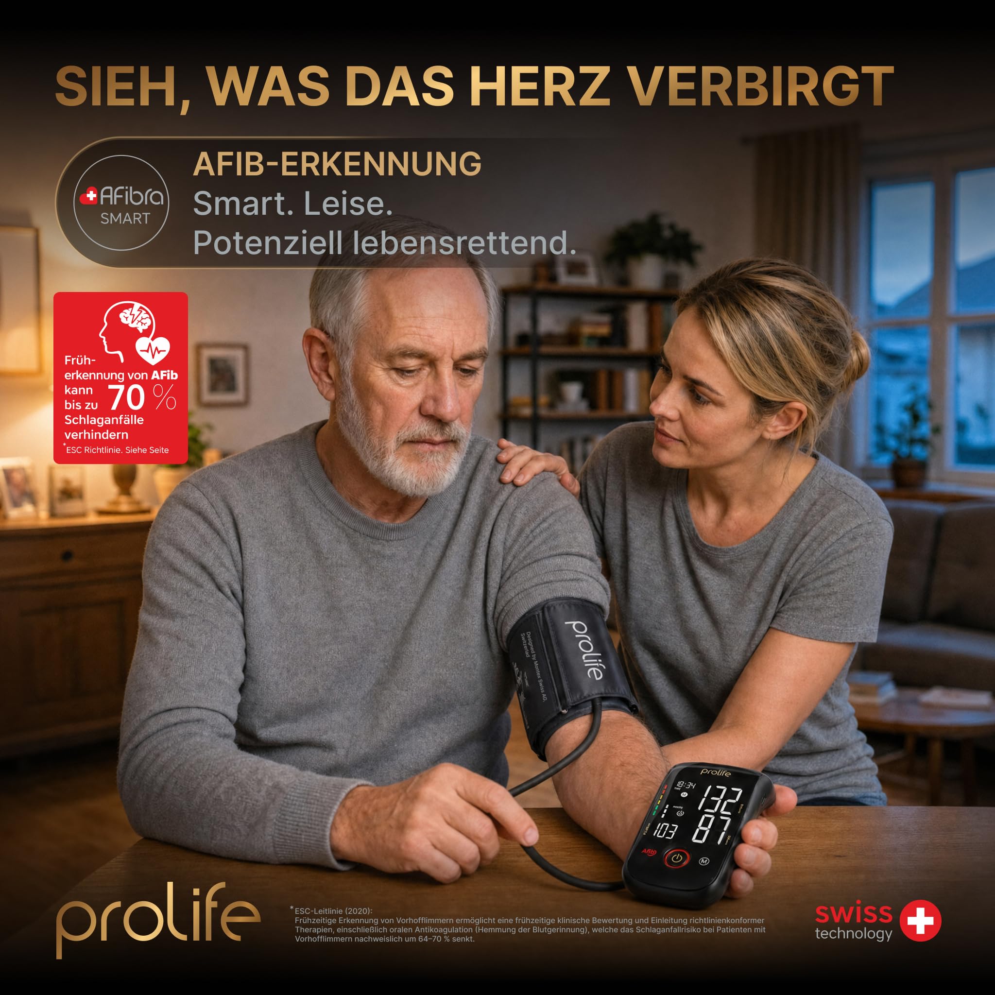 prolife PX7 Premium Blutdruckmessgerät Oberarm mit AFib, Digitales Blutdruckmessgerät mit App, Blutdruckmessgerät Bluetooth, Blutdruckmanschette