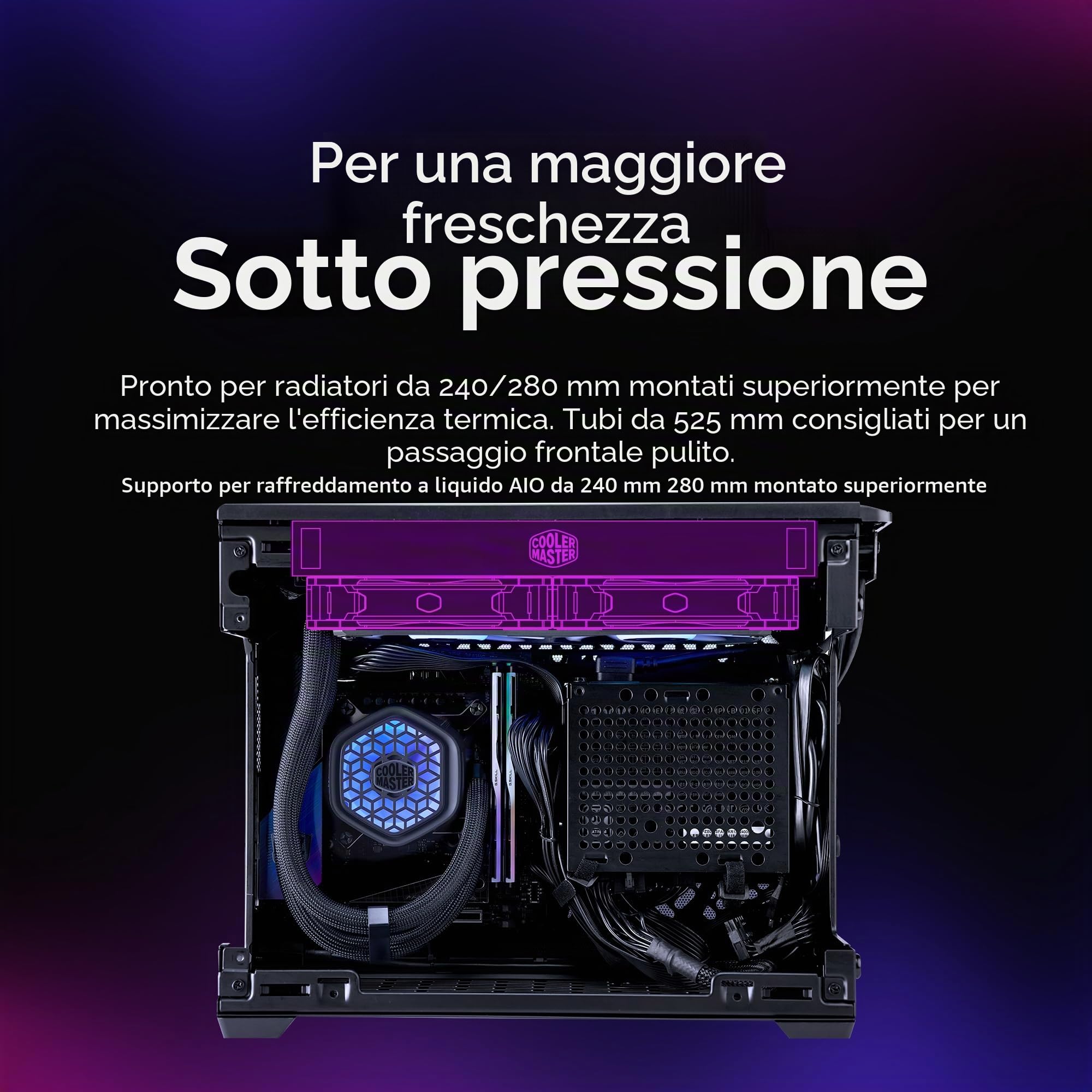 Cooler Master NR200P V3 Mini-ITX PC Case Ready, Top Mount 280mm AIO, PCIe 5.0 Riser, 361.5mm Vertical GPU Mount, Progettato Ready Nvidia RTX 5090 | AMD RX 9070 XT, SFX PSU - Pronto per l'installazione