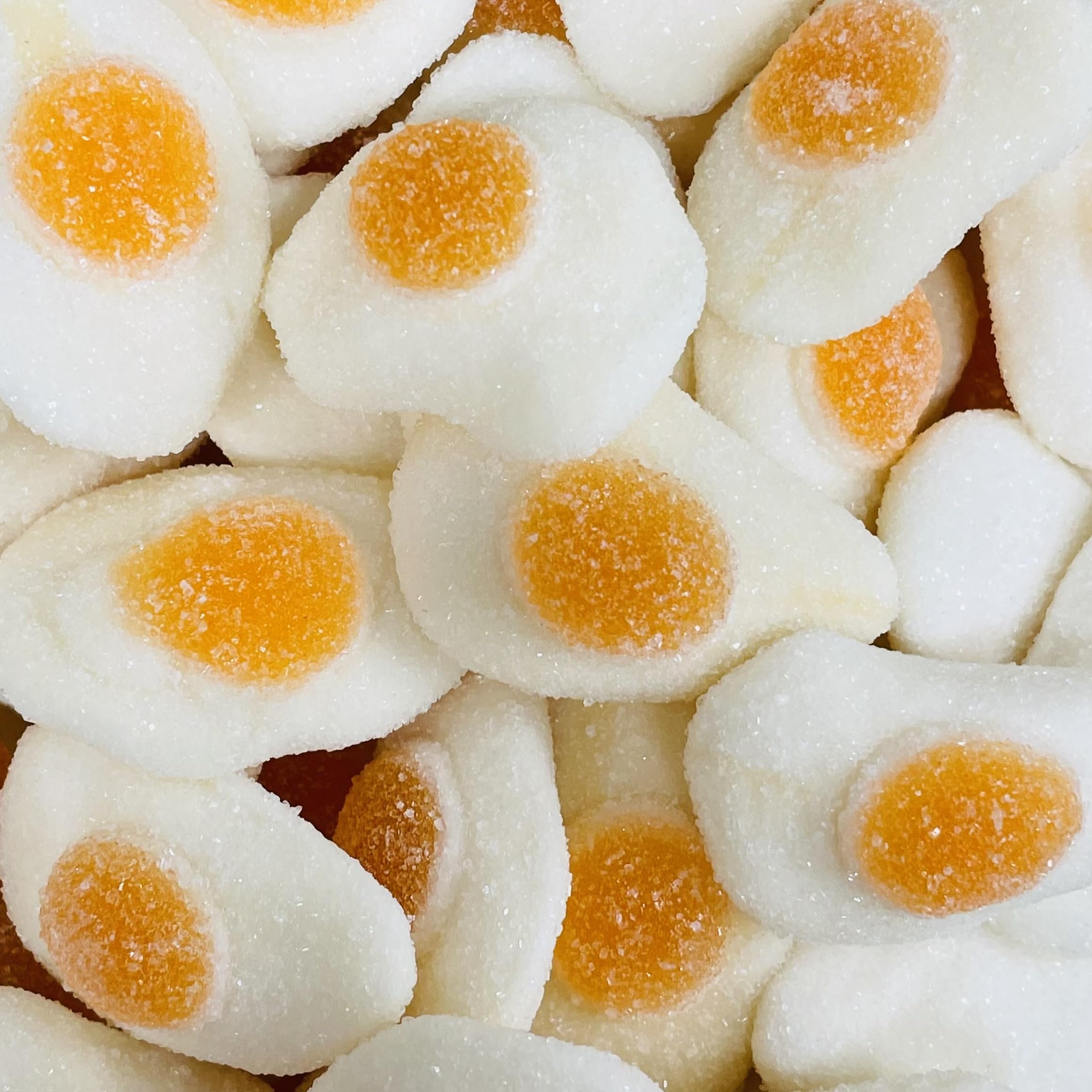 – Fried Eggs Sweets Sugared 400g Bag Resealable Pouch Fizzy Sweets Retro Candy