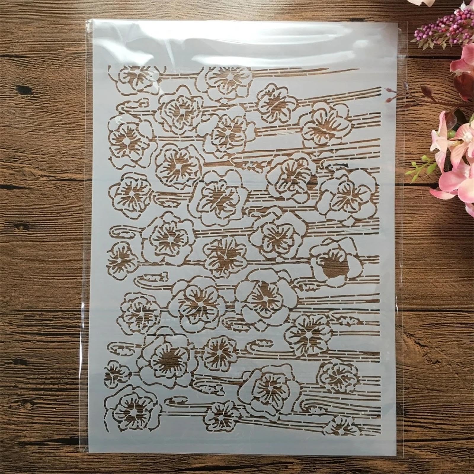 Stencil riutilizzabili per pittura, 8 pezzi, formato A4, 29 cm, a rete cava ondulata, con foglie ondulate, stencil per dipingere su legno, pareti, porte, tela, decorazioni per la casa
