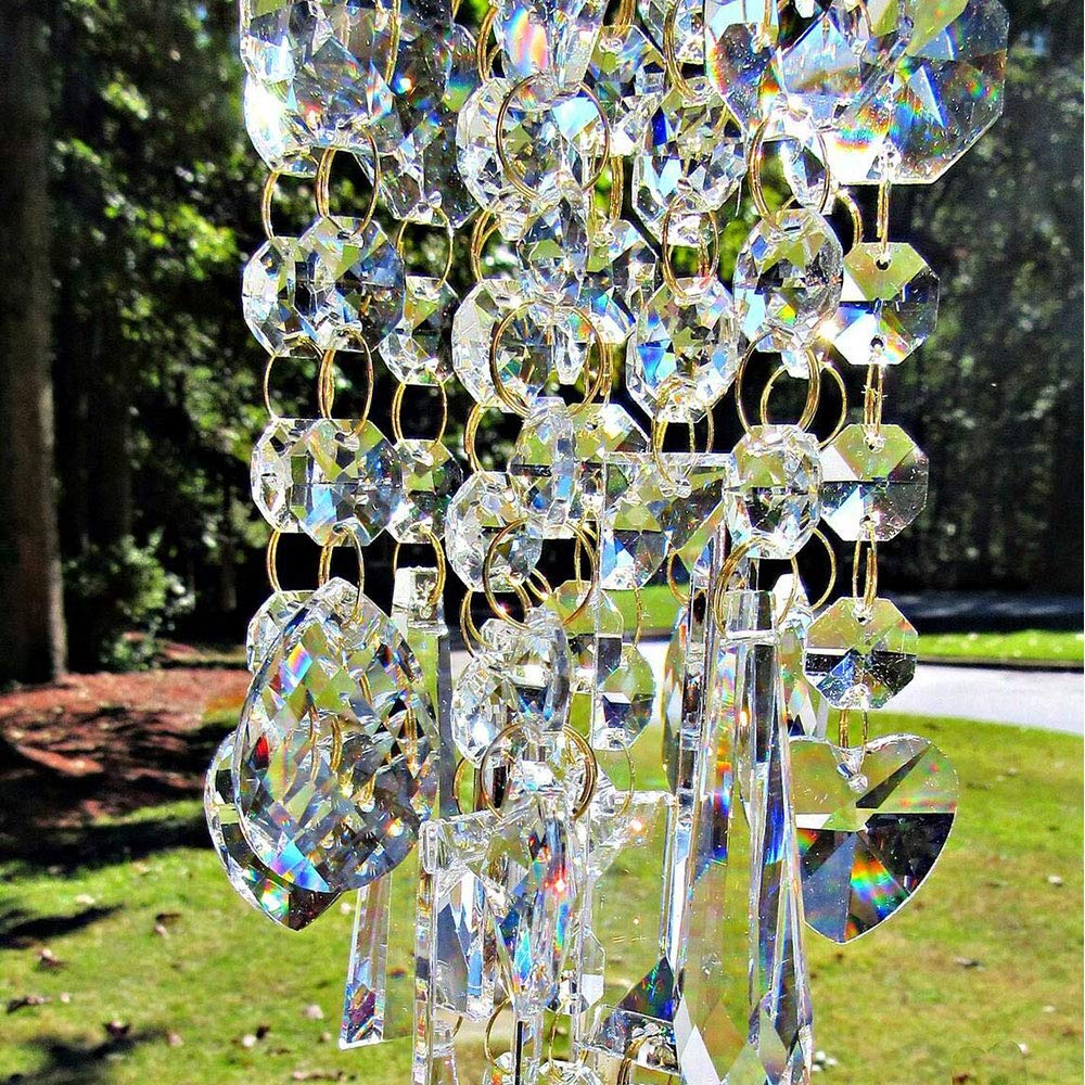 Windspiel Mit Blauen Glasblättern - Garten Deko Für Draußen, Beruhigender Klang