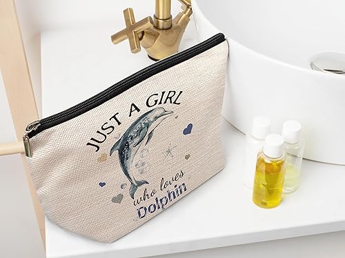 Miniatura 2 de Just A Girl Dolphin Lovers - Bolsa de cosméticos para amantes de los delfines, bolsa de maquillaje de acuarela azul, bolsa de maquillaje, bolsa con