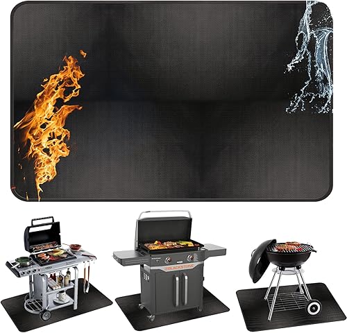 Sakolla Alfombrillas de 48 x 30 pulgadas para parrilla al aire libre, cubierta y protector de patio, impermeable, a prueba de aceite, ignífugo, se
