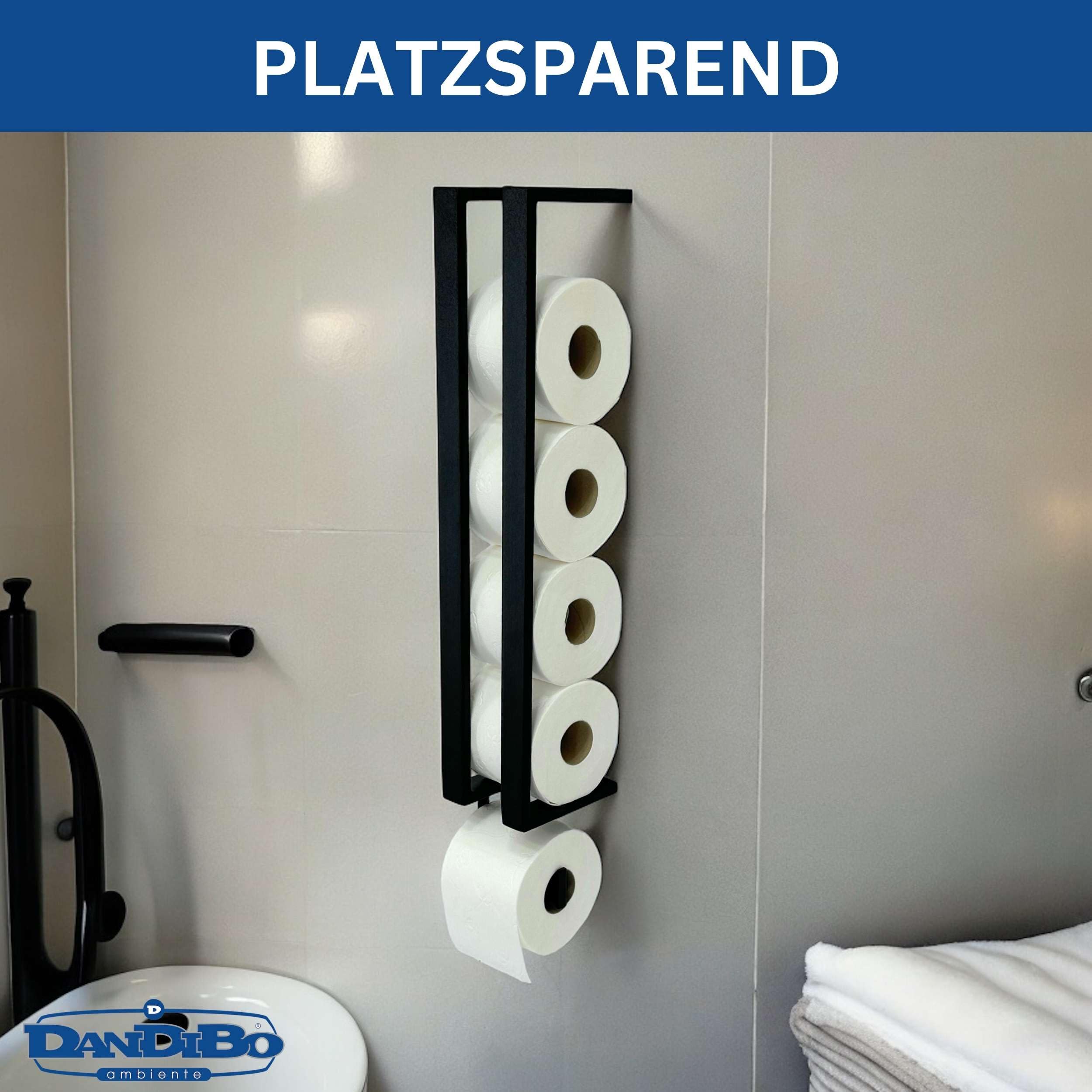DanDiBo Toilettenpapierhalter Schwarz Wand Metall 96610 Toilettenpapier Aufbewahrung Klopapierhalter Toilettenrollenhalter WC Rollenhalter Ersatzrollenhalter