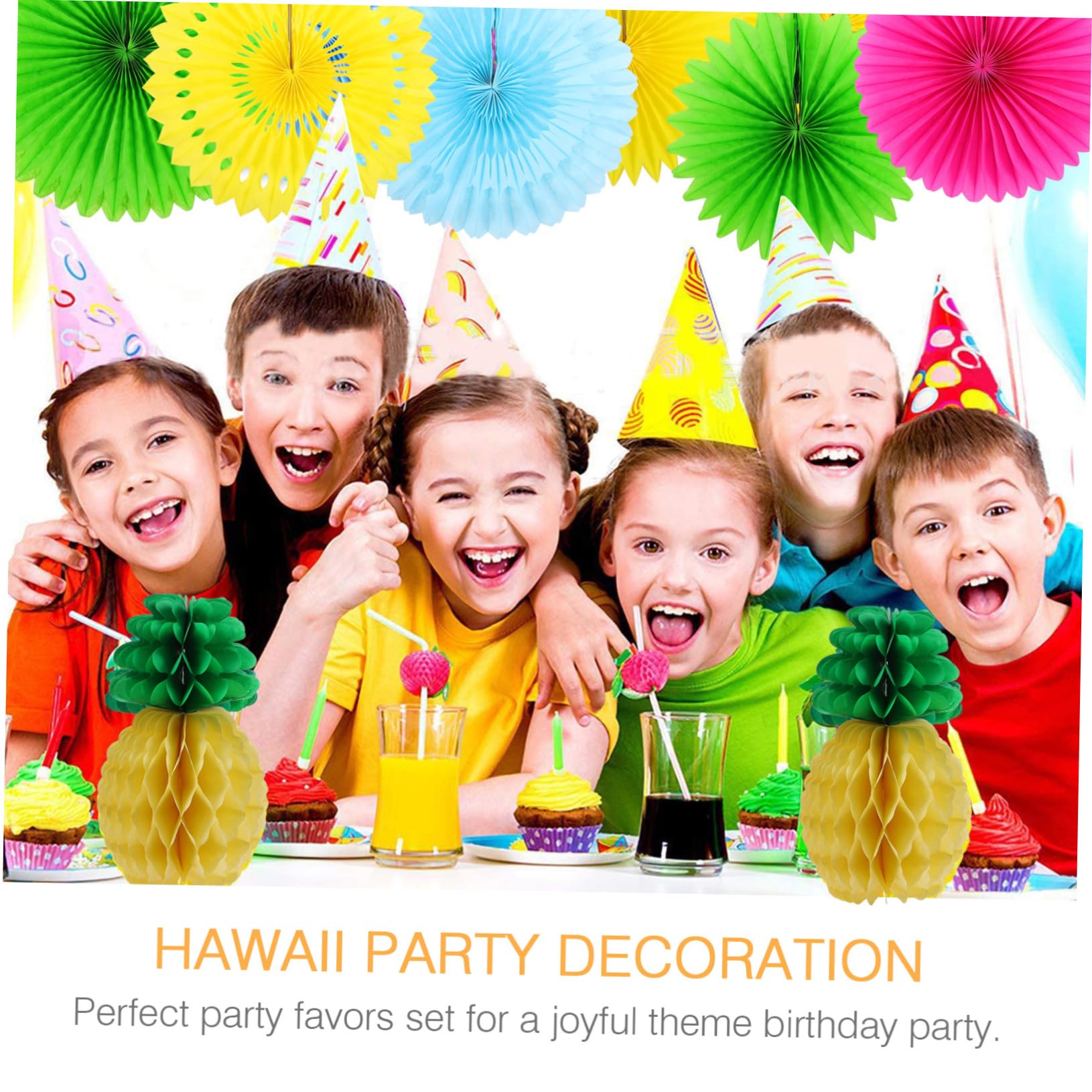 Pallone Decorativo Estivo Hawaiano Frutto Ananas e Ghirlanda Aloha per Feste Estive