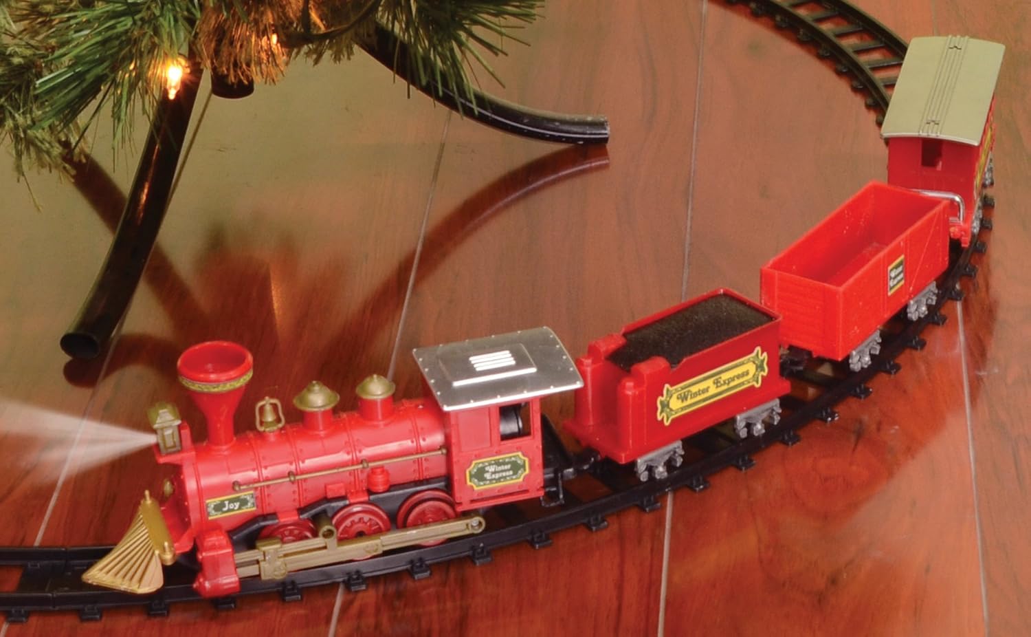 Train 4 Piece Set Tree Decor Engine Track Village Theme