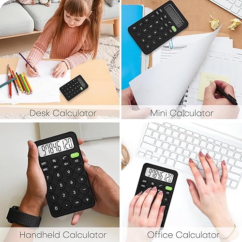 Miniatura 7 de Bonita calculadora, calculadora básica de cuatro funciones para profesores, estudiantes, oficina, pequeñas calculadoras de mano, 8 dígitos con