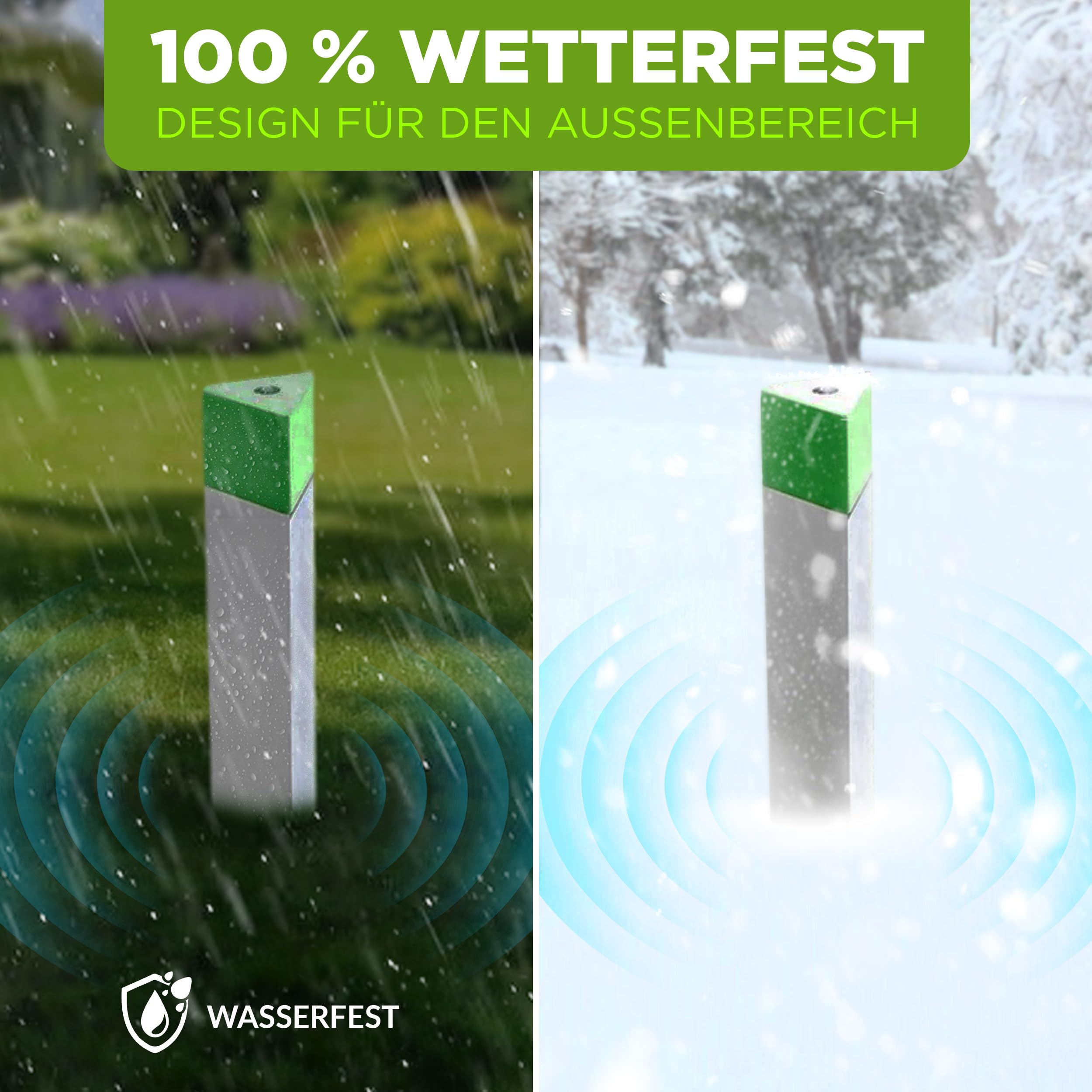 ISOTRONIC Maulwurfabwehr zum Vertreiben von Maulwürfen, Wühlmäusen & Schlangen – batteriebetriebener Maulwurfschreck mit Erdspieß für den Garten – Maulwurfvertreiber 1.250m² Wirkungsbereich (4 Stück)