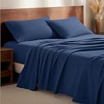 Bare Home Flannel Ensemble de feuilles 100% Coton, Velvety Soft poids lourd - Flanelle double brossée - Poche profonde (Reine, Bleu foncé)