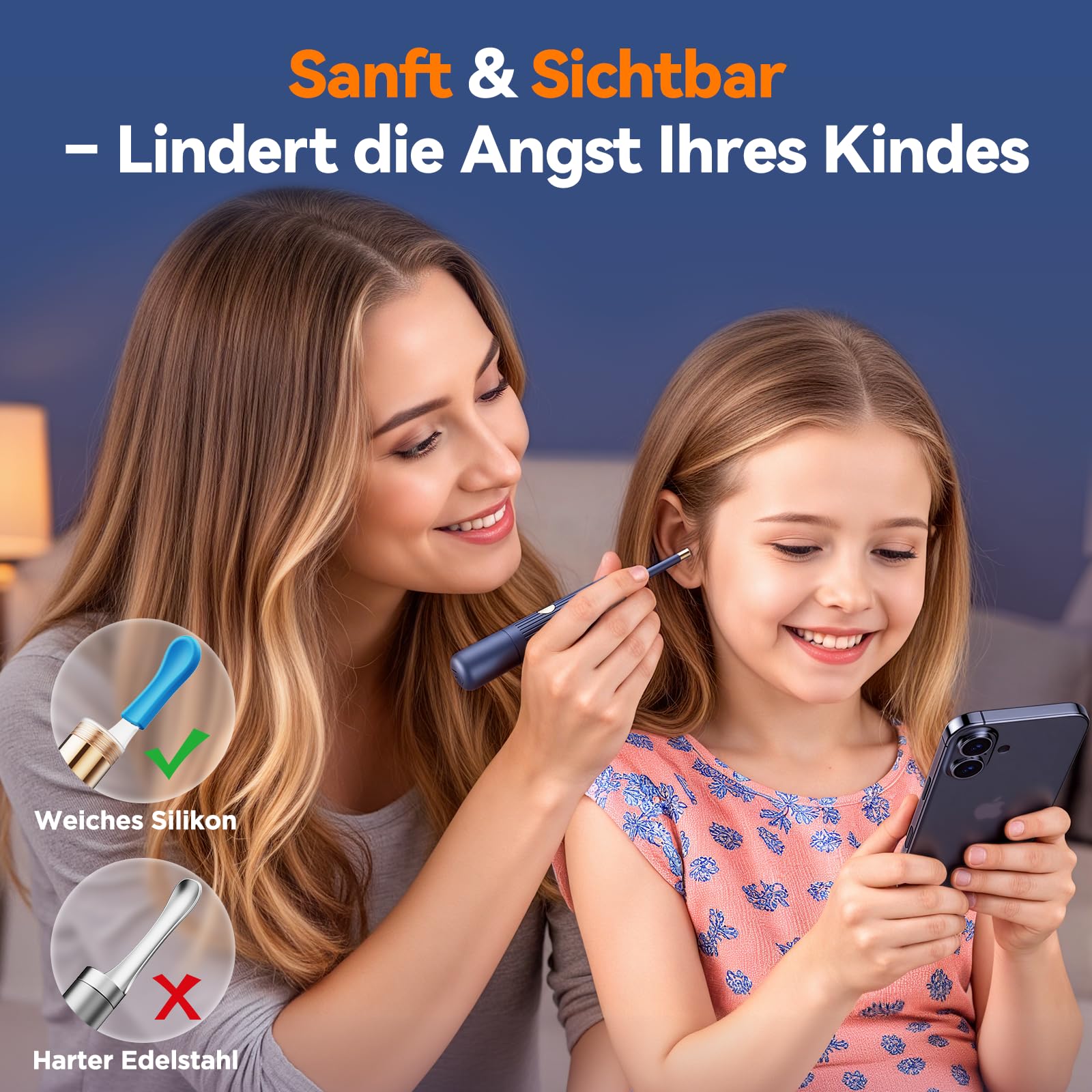 Ohrenschmalz Entferner Otoskop: 1920P HD WiFi Flexibler Ohrreiniger mit Kamera - 2025 NEW 360°-Weitwinkel Ear Cleaner mit licht für Ohren/Nasen/Hals-Untersuchungen Otoskop für Erwachsene Kinder