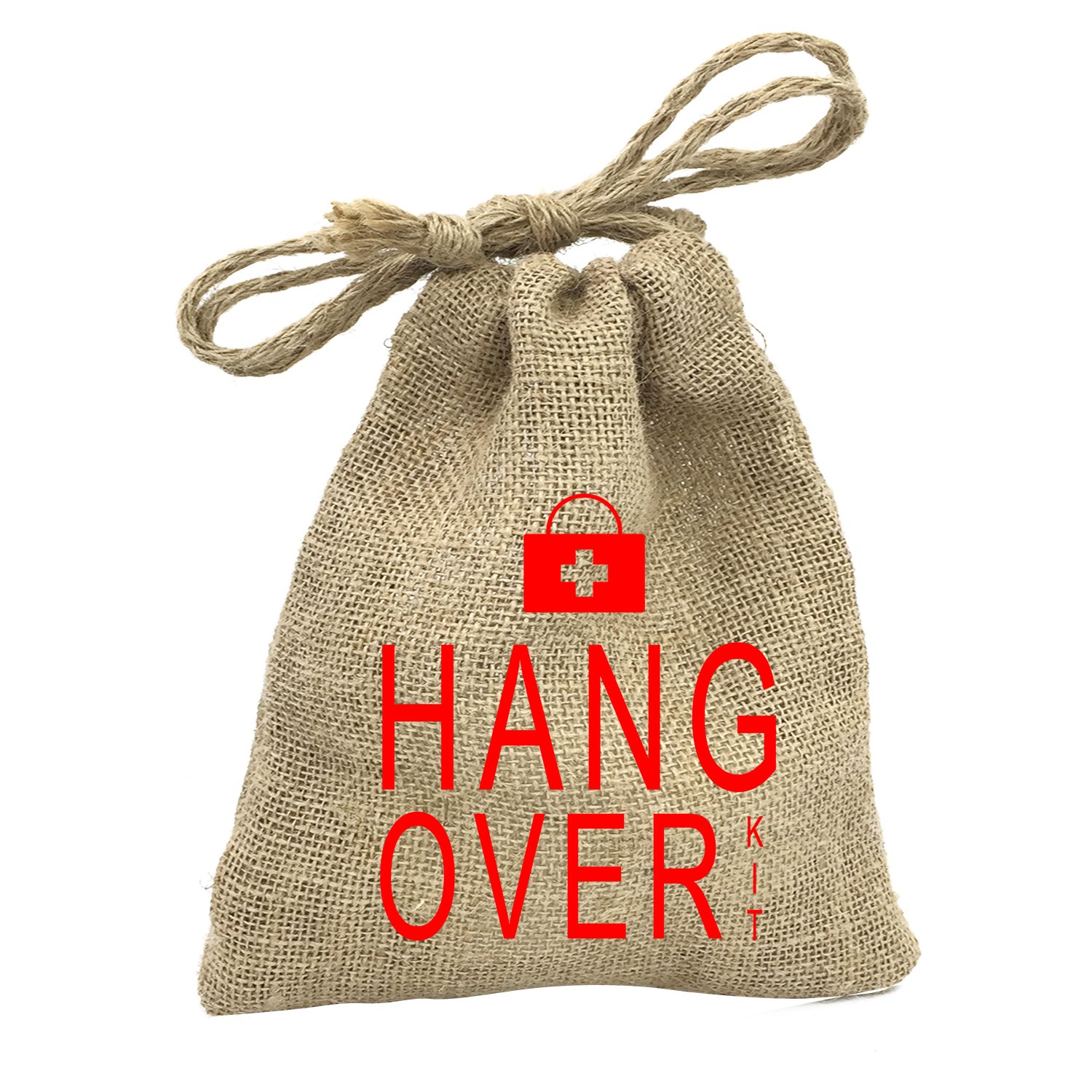 Funcart Unisex Jute Hangover Kit/Pouch (Brown) for Wedding/Party/Bachelor/Bachelorette/Special
