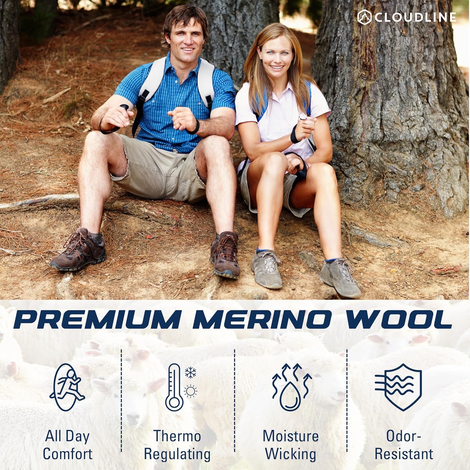 CloudLine - Calcetines de running ultraligeros para hombre y mujer (3 pares) para correr de lana merina, delgados, antiampollas, evacuación de la humedad, fabricados en EE. UU