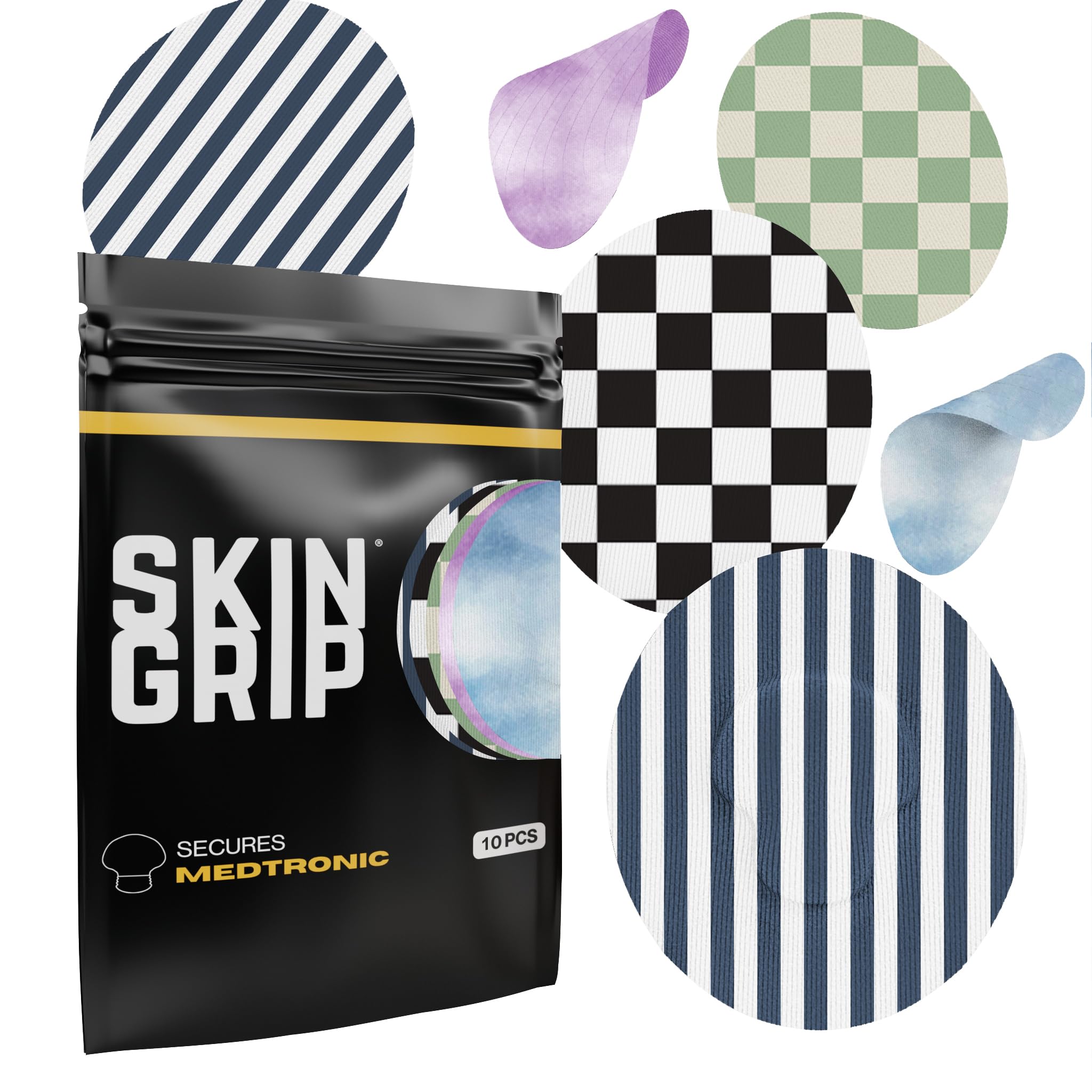 Skin GripCGM Sensor Patches Compatible with Medtronic Guardian (10-Pack), Waterproof & Sweatproof for 10-14 Days, Pre-Cut Adhesive Tape, Continuous Glucose Monitor Patch, Classics