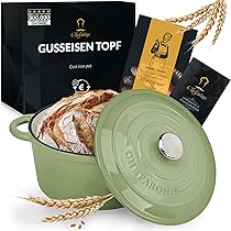 Chefarone Cocotte Casseruola Ghisa smaltata 24 cm 3,5 L – Dutch Oven con Coperchio – Pentola Multiuso per Pane Arrosti Stufati e Cotture in Forno – compatibile Induzione