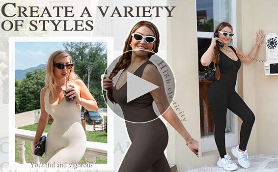 Amazon.com: OYS Women's One Piece Ribbed Yoga Jumpsuits Deep