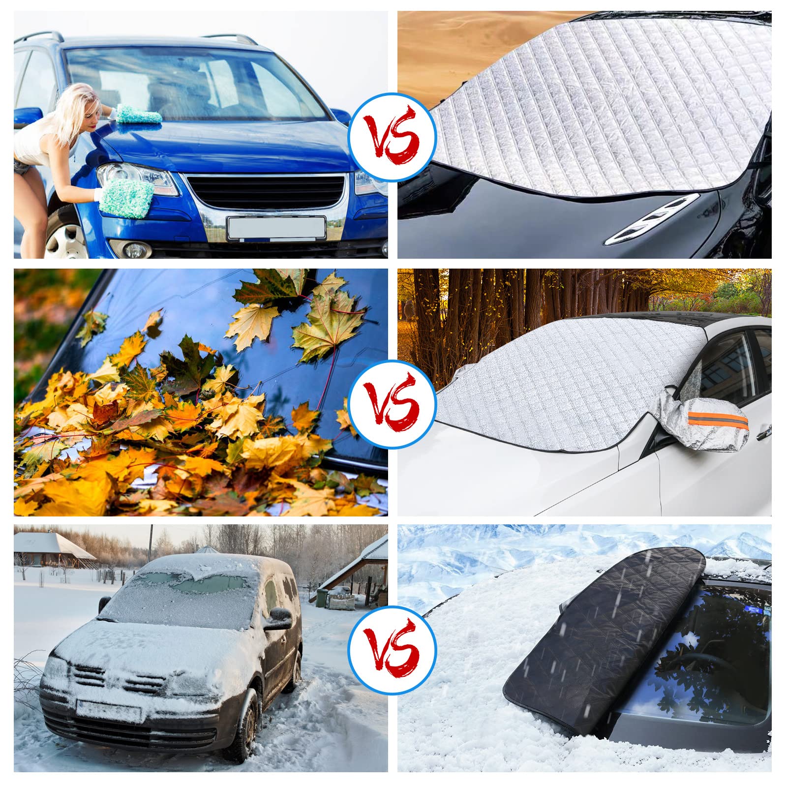 HIFROM Protezione Parabrezza Auto 145x120cm Magnetico Impermeabile Anti Neve Ghiaccio Gelo