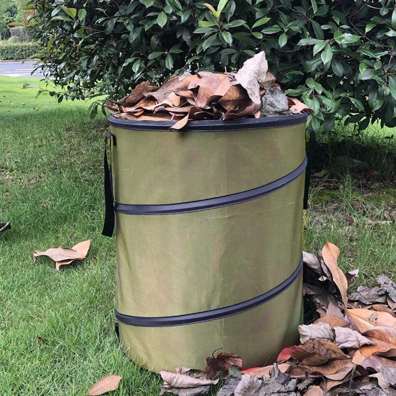2x Sacchi da Giardinaggio Riutilizzabile 113L, Poliestere Oxford 400d Robusto, Impermeabile, Antistrappo Borsa da Giardino, Sacco Pieghevole per Rifiuti Da Giardino e Fogliame