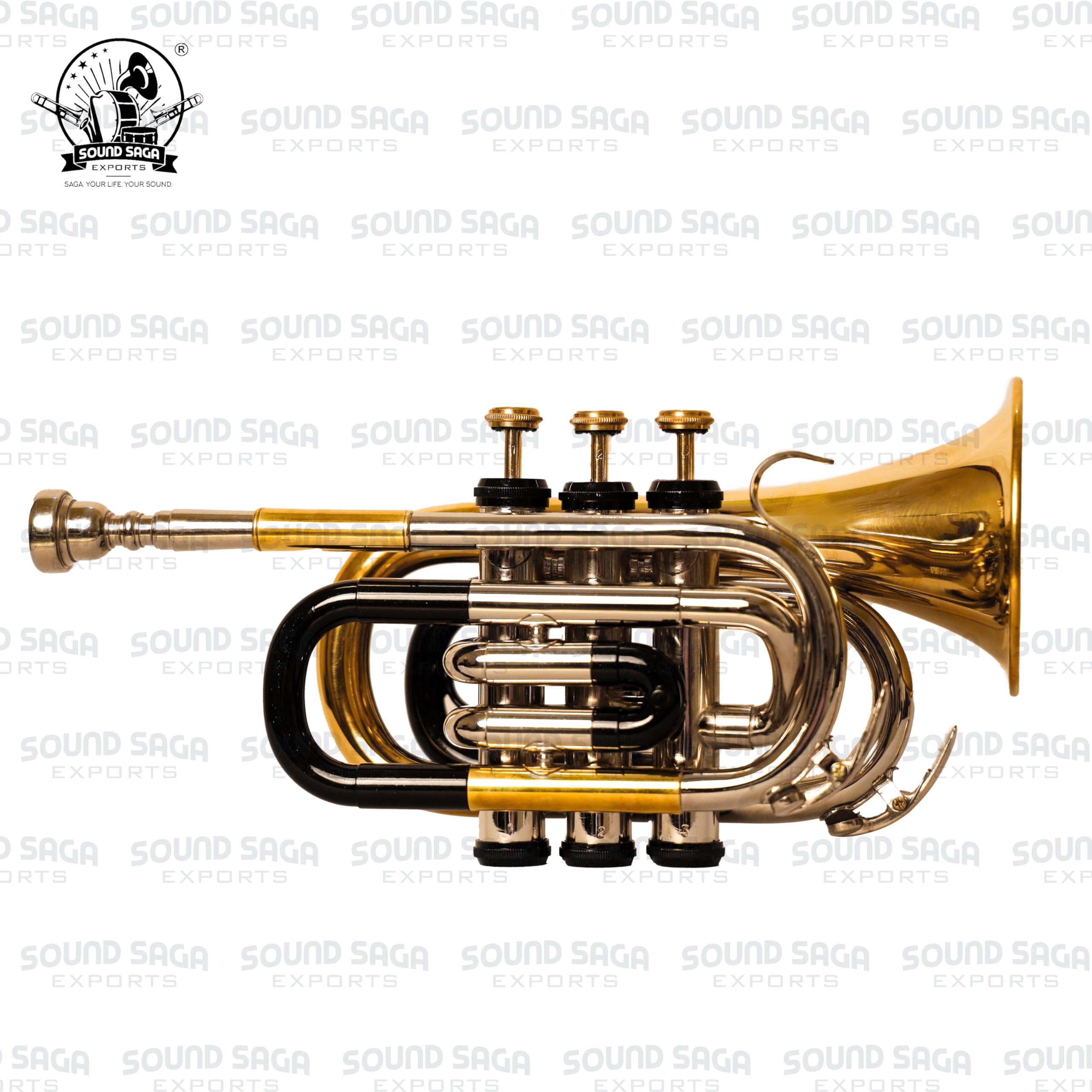 Instrumento de latón para trompeta de bolsillo Bb | Instrumento hecho a mano con precisión | Ideal para estudiantes, orquesta, conciertos y principiantes | Boquilla y funda de transporte dura incluida