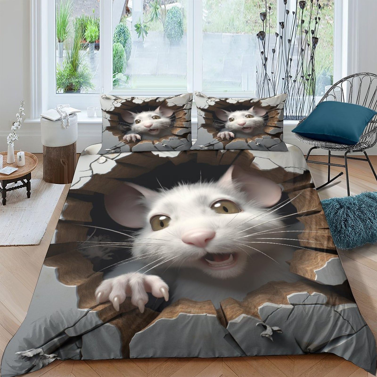 Parure de lit microfibre 220x240 housse de couette souris