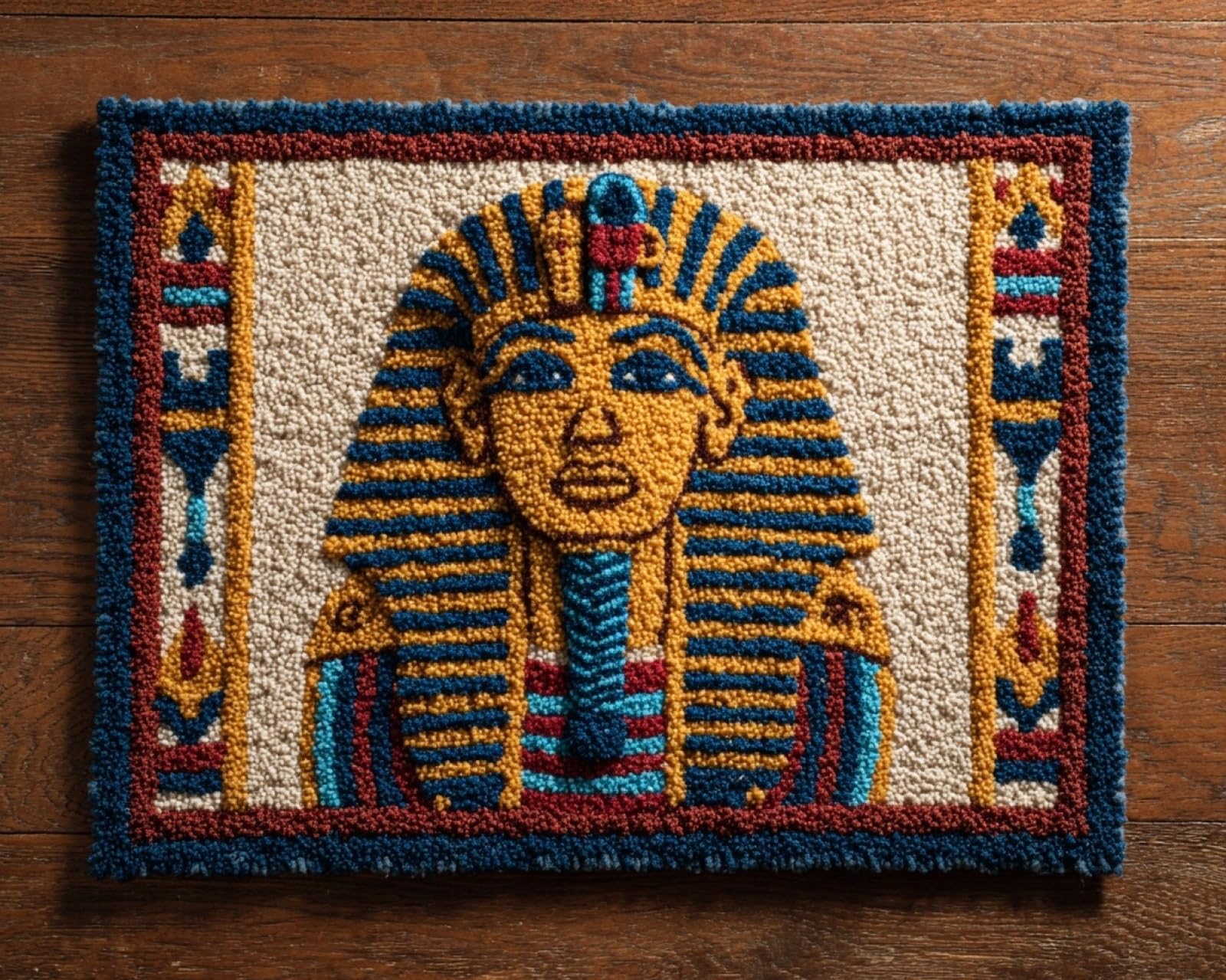 Wallphantom Knüpfteppich Zum Selber knüpfen,Indianerkopf,Knüpfsets Latch Hook Kit Selbst Knüpfen Set für Kinder und Erwachsene,Farbmuster vorbedruckt,55x75cm