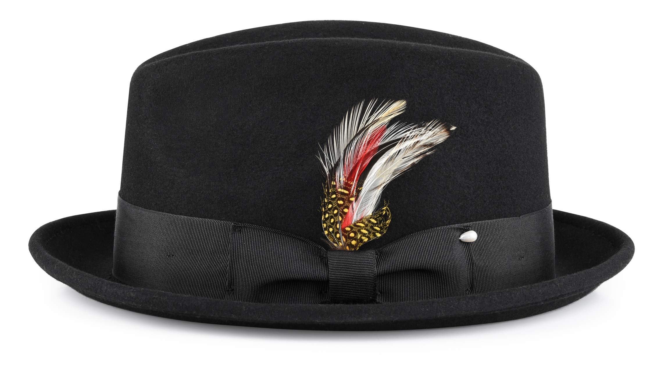 Hero Moose HatsMens Fedora Hats, Short Brim Fedora, 100% Wool Crushable Hat, Packs Easy, Stain Resistant, Stylish Fedora