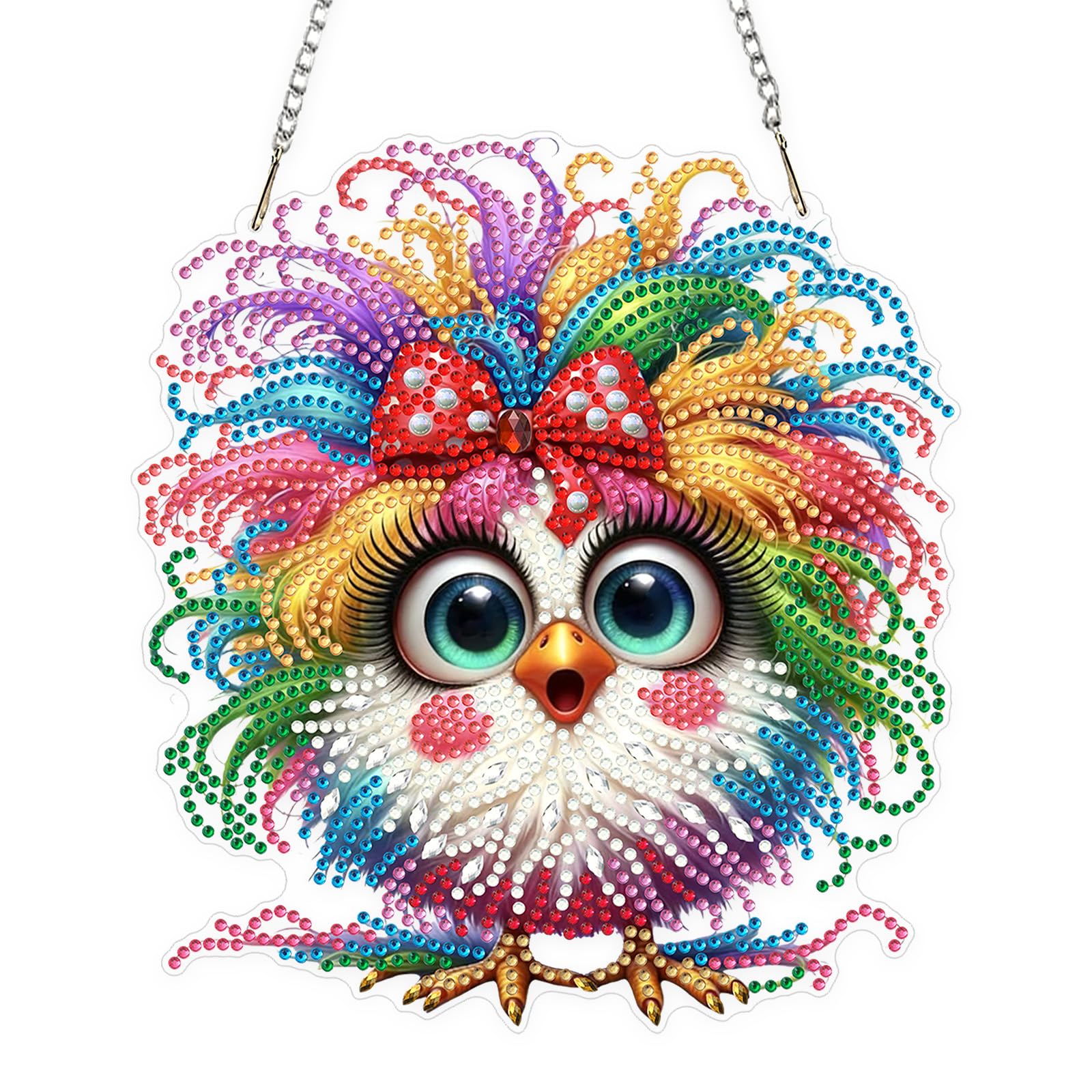 KEYIFA Diamond Art Kit for Erwachsene, Rainbow Chick DIY Hanging Diamond Painting Crystal, Acrylic Gem Art Board, Diamantmalerei Anhänger, Hanging Ornaments Kit for Home Decor