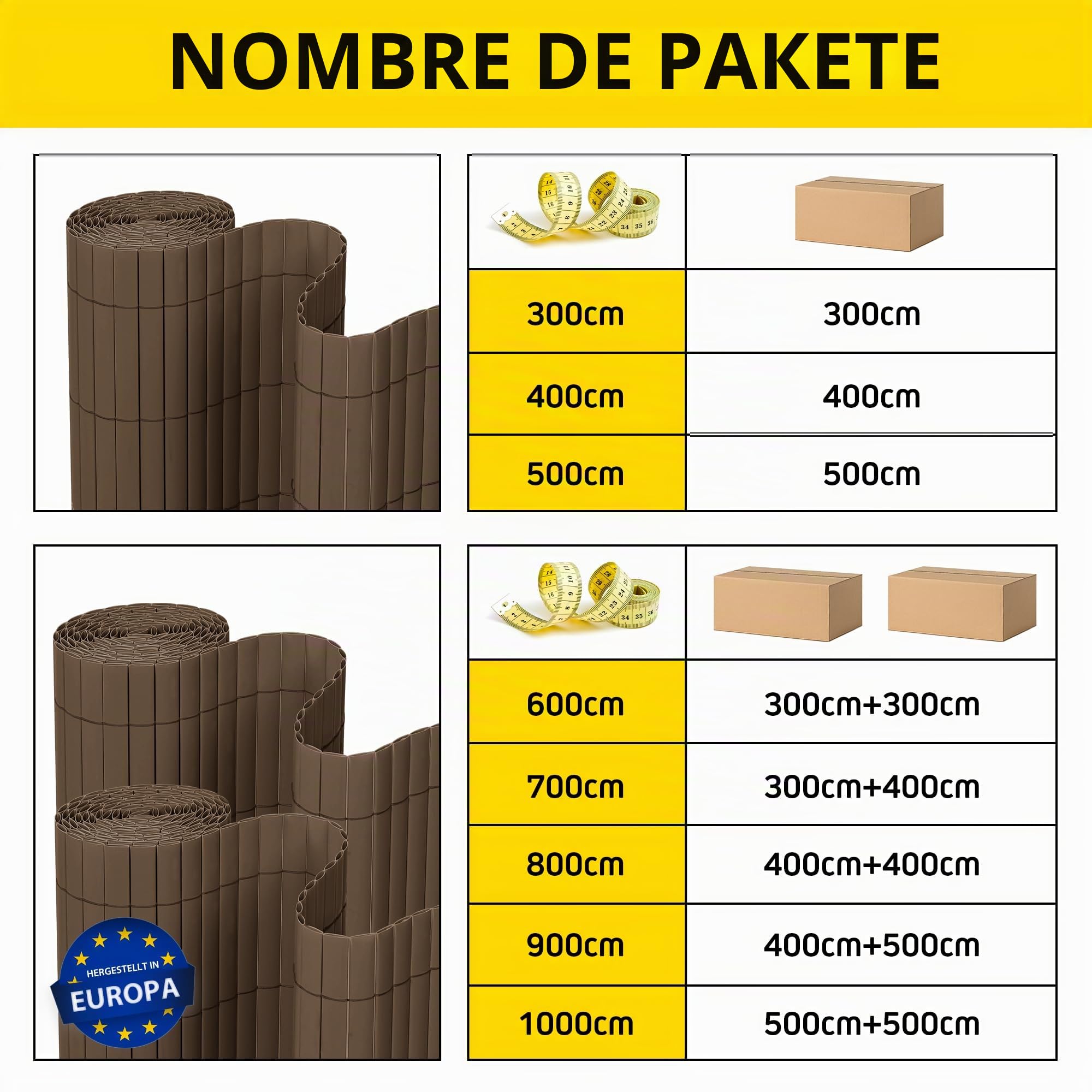 jarolift Canisse en PVC Standard Brise Vue pour Jardin Balcon Terrasse, Extérieur Balcon Clôture Résistante à la Corrosion et aux Intempéries,100 x 300 cm, Marron, Inclus 50 Serre-Câbles Marron