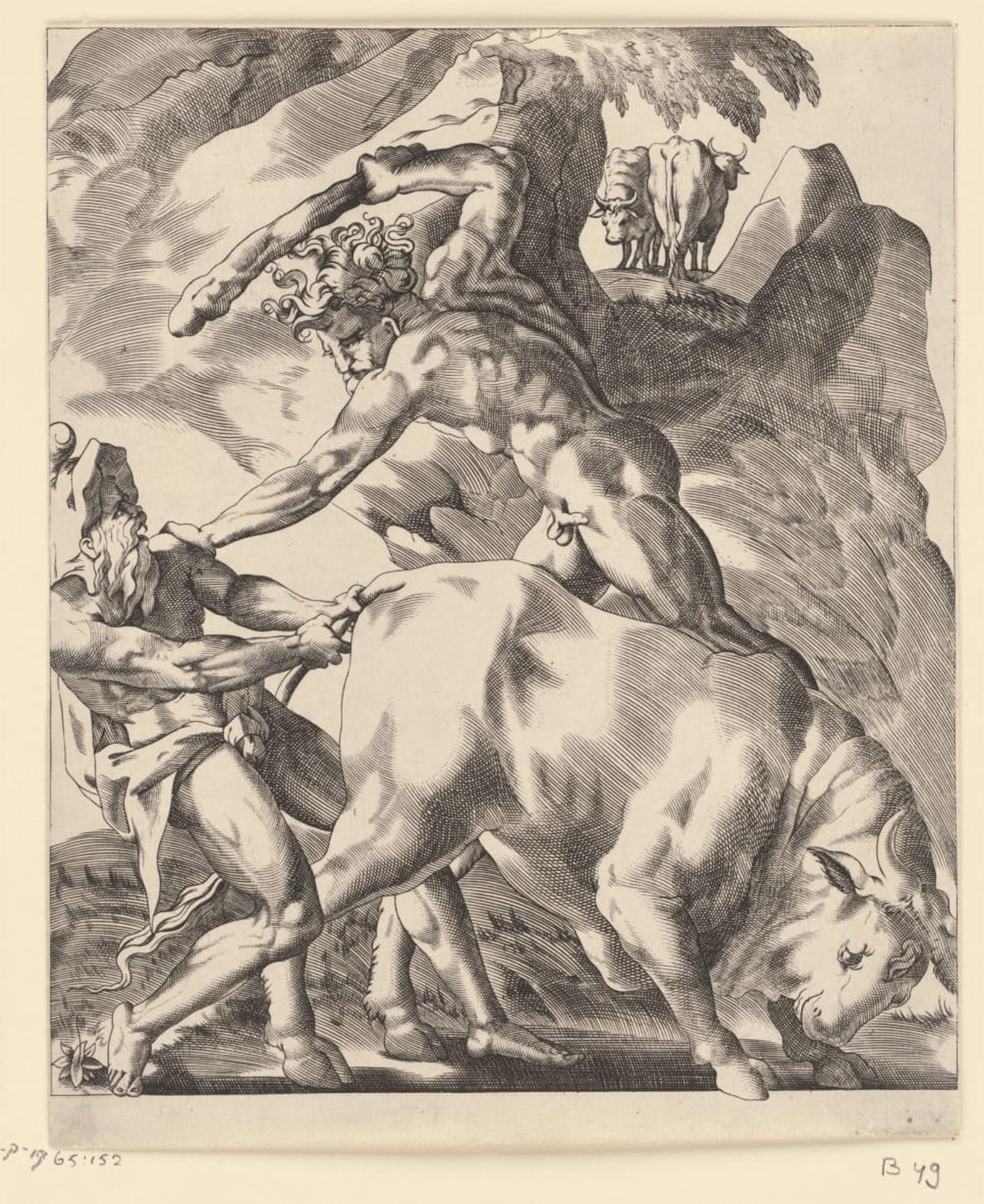 SERENDIPITP Vintage Picture Print on Canvas Wall Art Poster Hercules Fights with Cacus by Jacopo Caraglio Artwork Print Poster for Wall Decor 60x90cm
