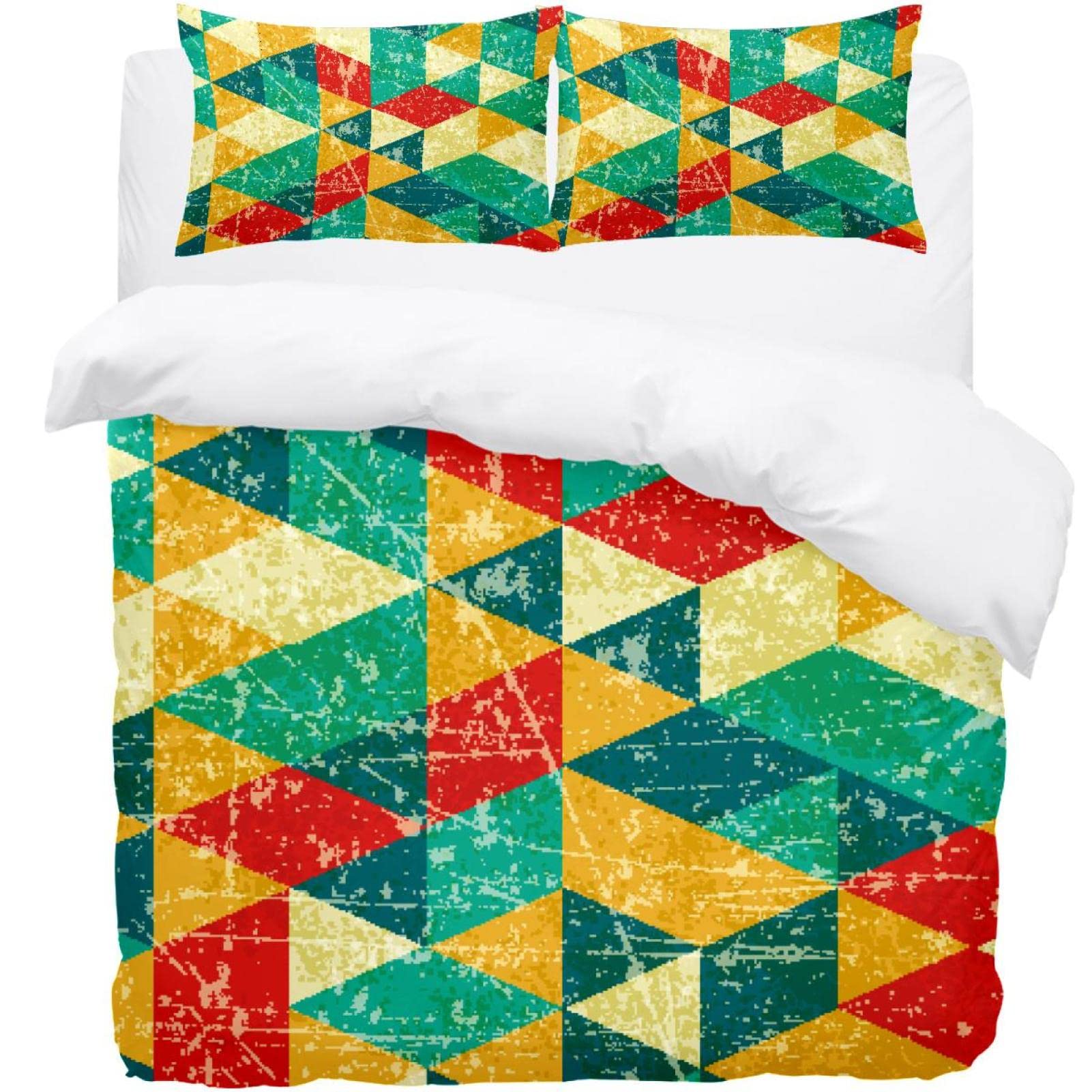 Housse de couette motif géométrique abstrait pour literie douce