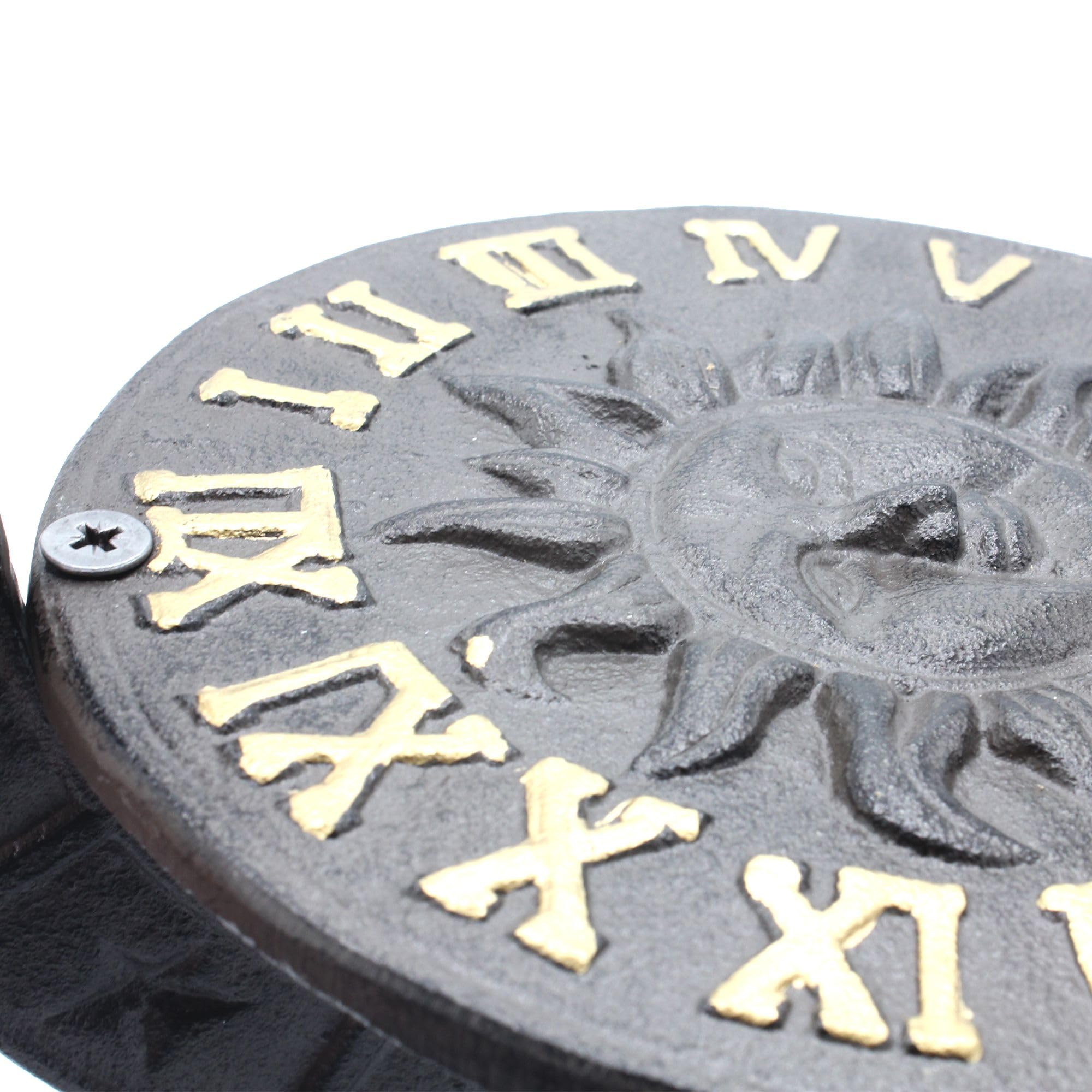 Fishtec - Cadran Solaire Antique en Fer forgé - Gnomon Fonctionnel Chiffres Bien Visibles 32 x 15 cm résistant aux intempéries - Décoration élégante pour Jardin terrasse et extérieur à Poser