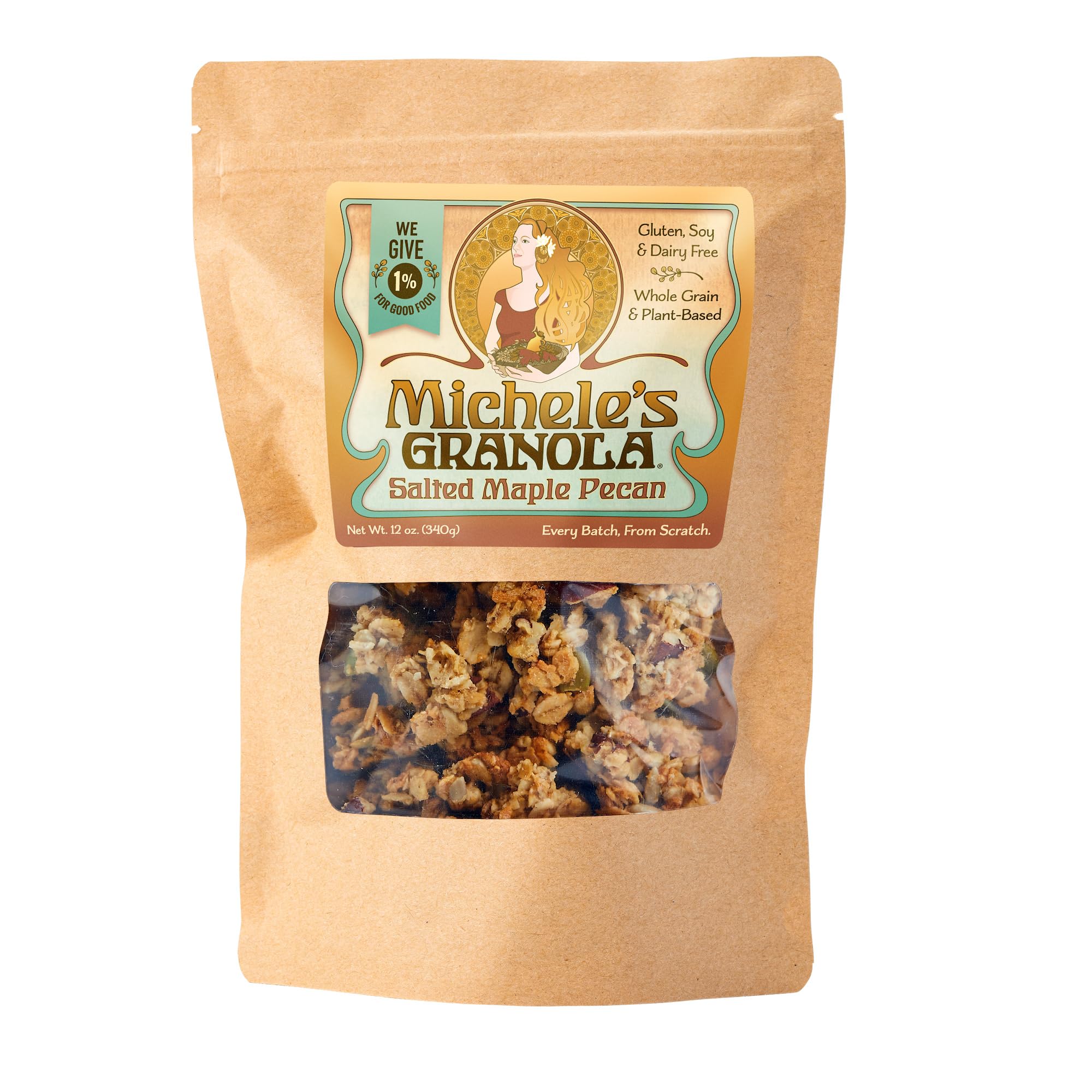Michele's Granola - Salted Maple Pecan - Handmade Non-GMO Whole Grain Oats - Free of Gluten, Soy, Wheat, & Dairy