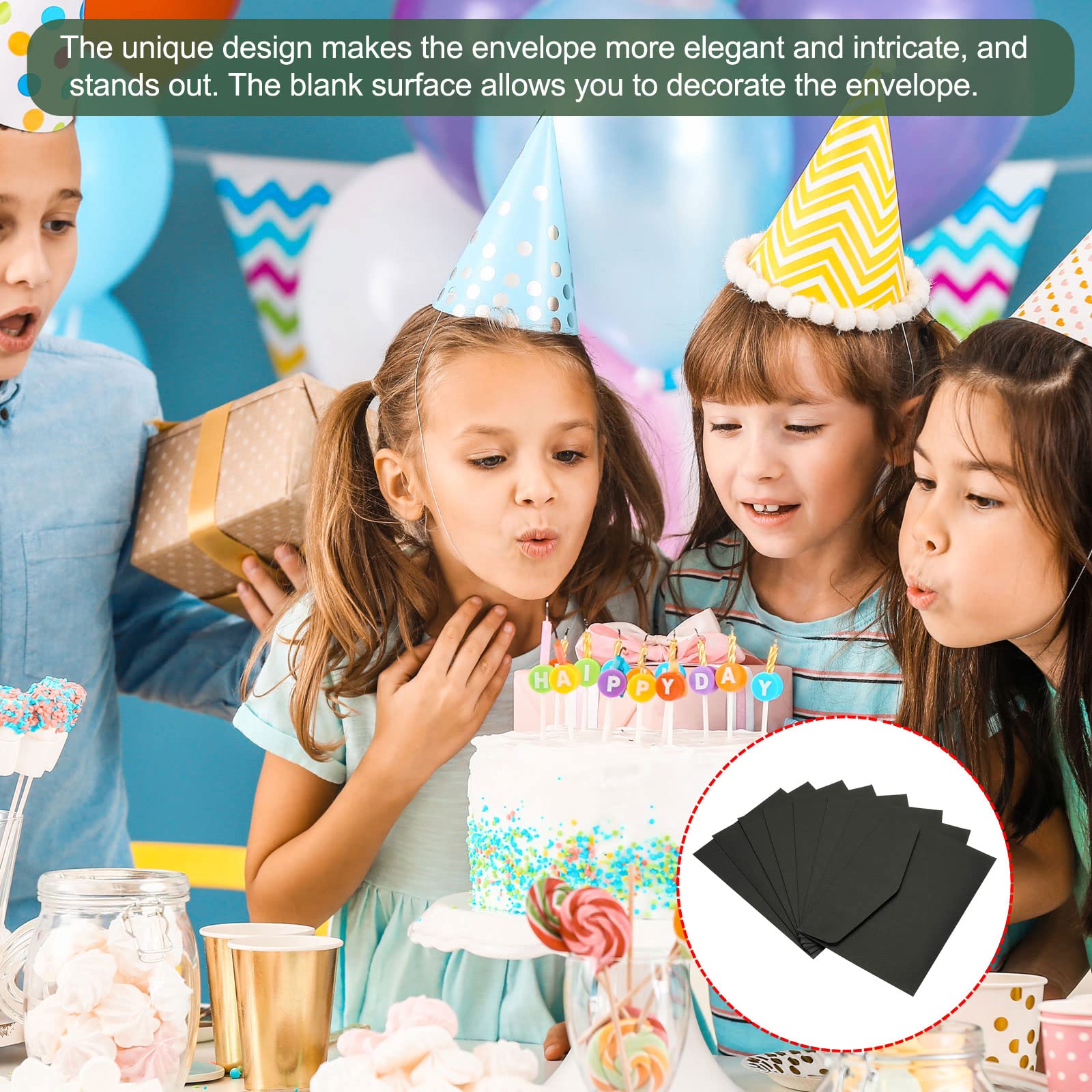 YOKIVE 50 Pack Gift Card Envelopes, Business Greeting Note Small Item Holder Envelope, Great for Invitations Weddings(Black) - Image 3