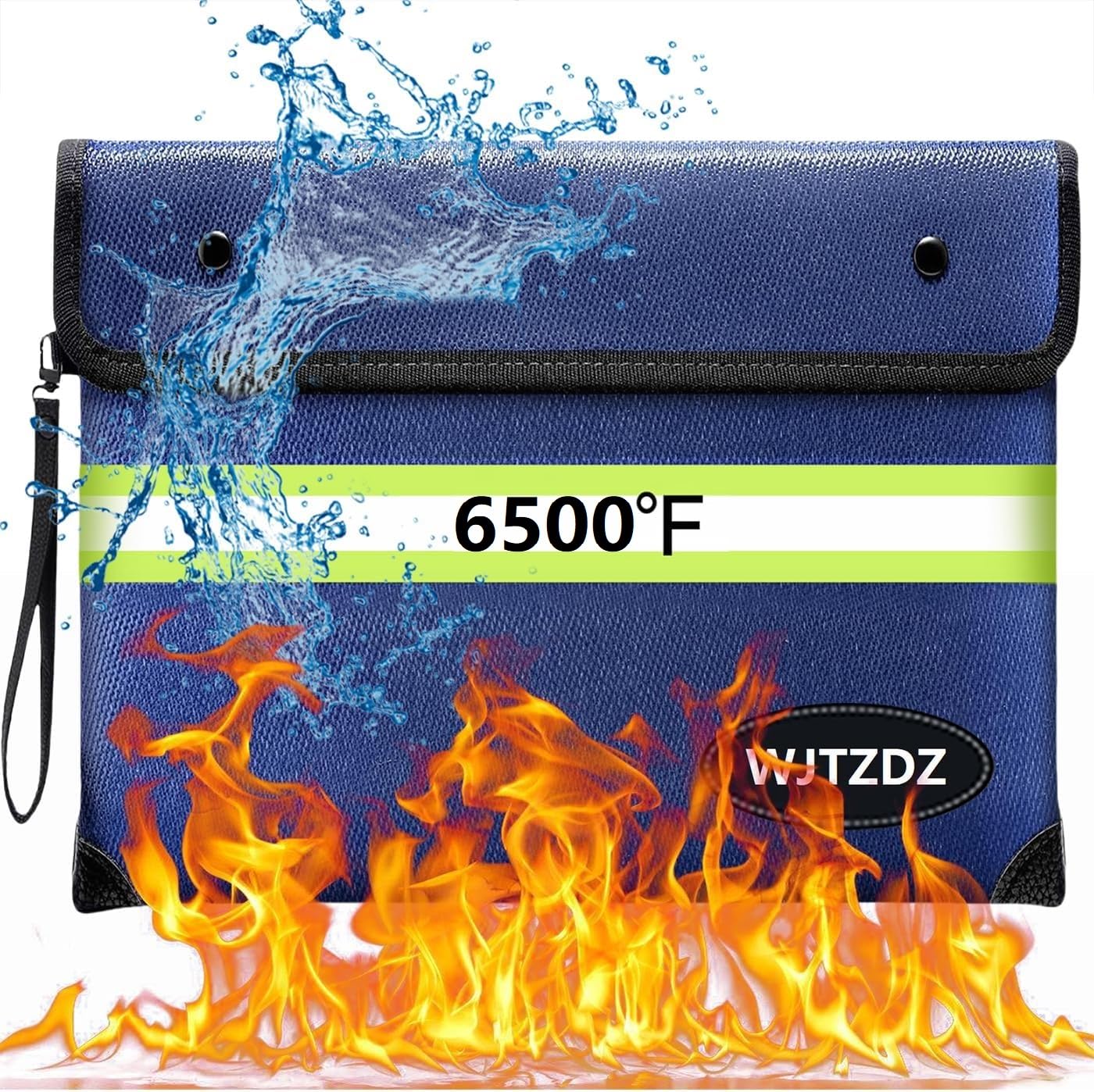 Upgraded Fireproof Money Bag,10 Layers of Heat Insulated Materials,6500°F Fireproof Bag with Waterproof Zipper/Reflective Strip with Handle for Cash,Important Documents（Not Suitable for A4 Files）