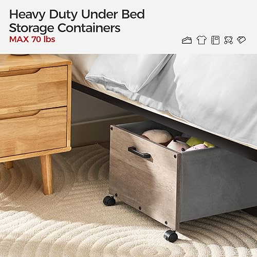 Miniatura 4 de Almacenamiento debajo de la cama con ruedas, contenedores de almacenamiento de madera debajo de la cama, organizador de almacenamiento de zapatos