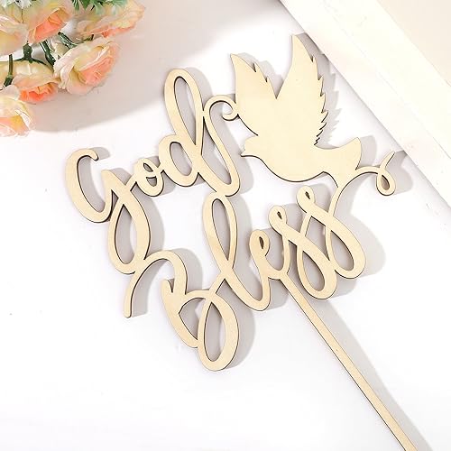 Miniatura 9 de Decoración para pastel de madera con texto en inglés God Bless Topper, decoración de bautismo, decoración de pastel de bautismo, decoración de