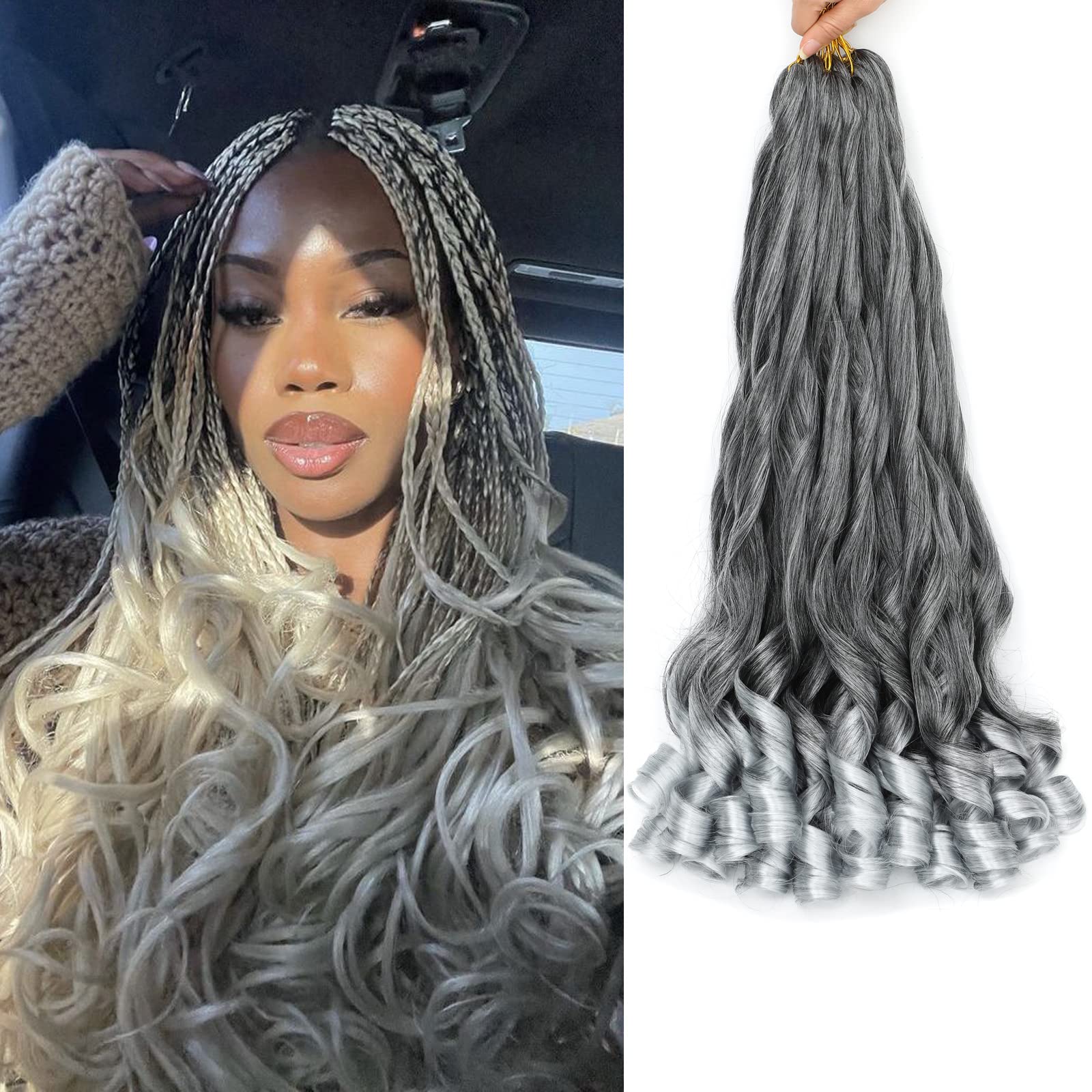Amazon.com : French Curls Braiding Hair 8packs 16inch TGray Pre
