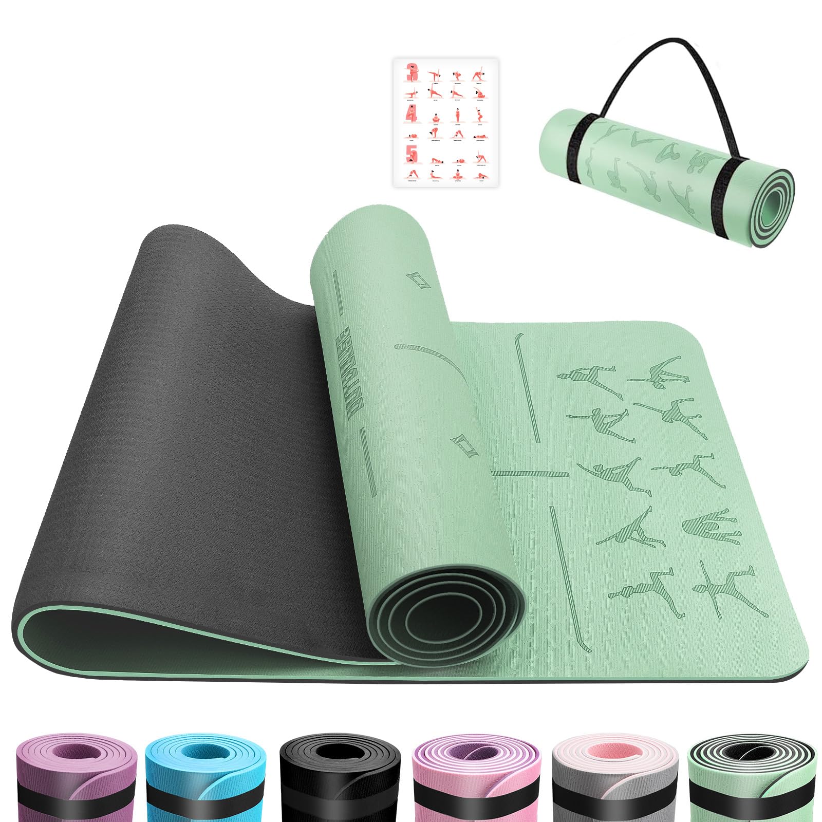 OUTDOUSE Tappetino Yoga,Tappetino Palestra TPE,Tappetino Yoga Antiscivolo,Tappetino Pilatesper Palestra,Pilates,Fitness,Sport Mat,183x61cm