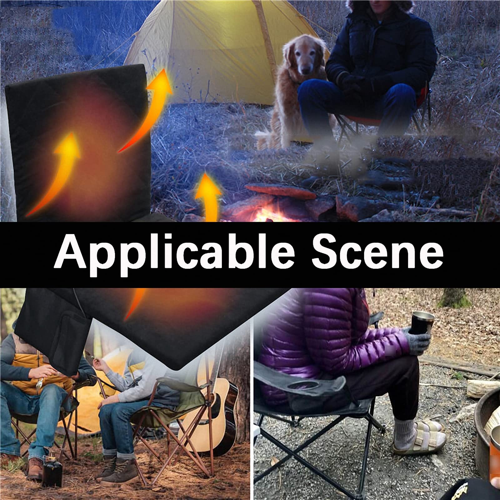 Almohadilla térmica USB para Exteriores de Invierno, para Acampar, Pescar y Acampar con Almohadilla térmica en el Respaldo, cómodo y cálido cojín para Silla de Playa