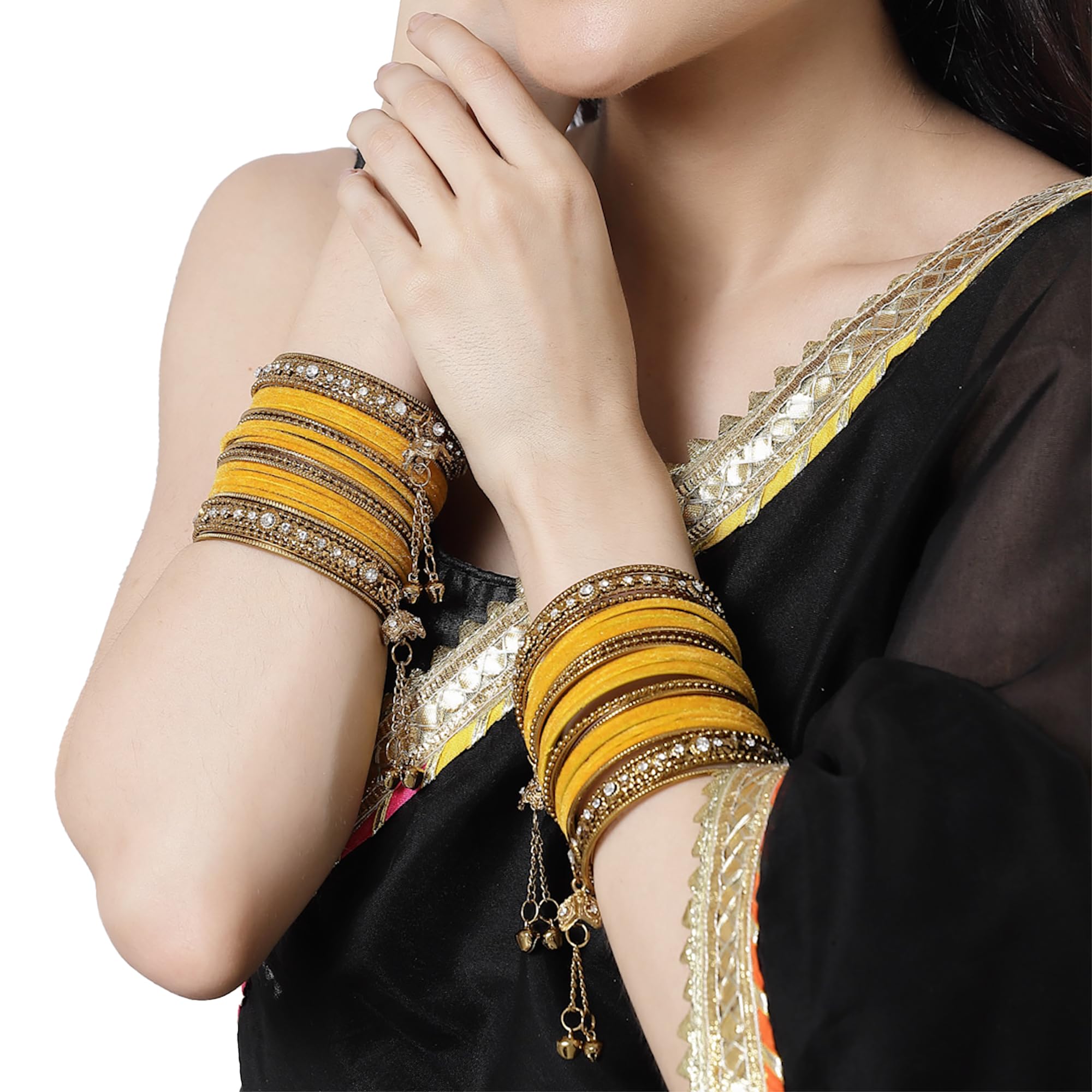 Gold-Plated Velvet American Diamond Bangles