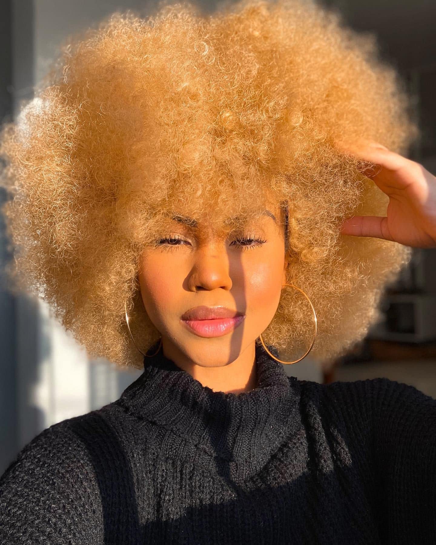 ISAMY 70's Afro Wigs for Black Women Short Curly Afro Kinky Wig Bouncy Huge Fluffy Puff Wigs Premium Synthetic for Cosplay and Daily (Blonde) - Image 2
