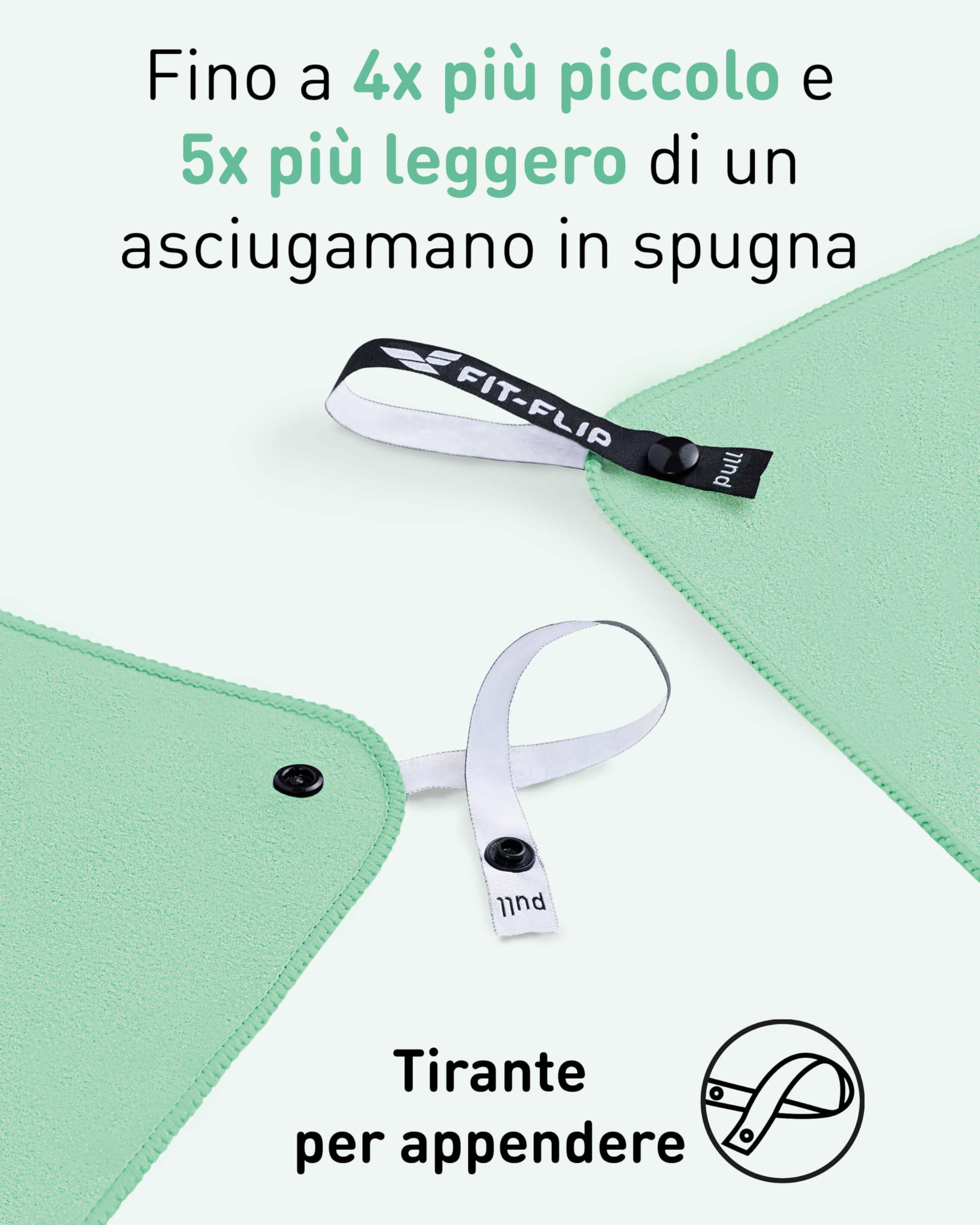 Fit-Flip Asciugamano microfibra - asciugamano palestra compatto e ultraleggero - asciugamani microfibra - il perfetto telo mare microfibra grande - ottimale per viaggio, sport e palestra