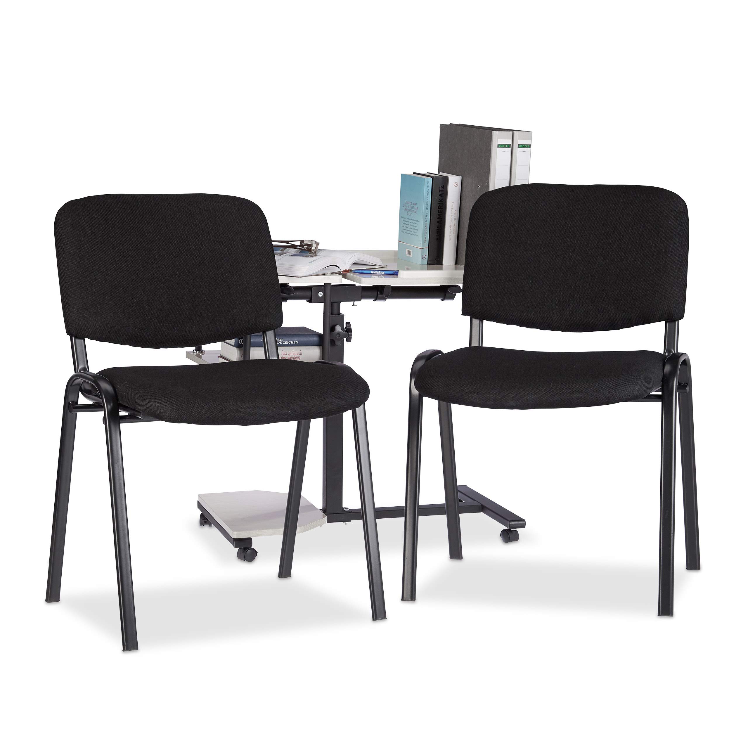 Relaxdays 10022880_46 Set di 2 Sedie Impilabili per Ospiti Poltrona Imbottita per Sala Conferenze HxLxP: 74 x 54 x 49 cm Nero