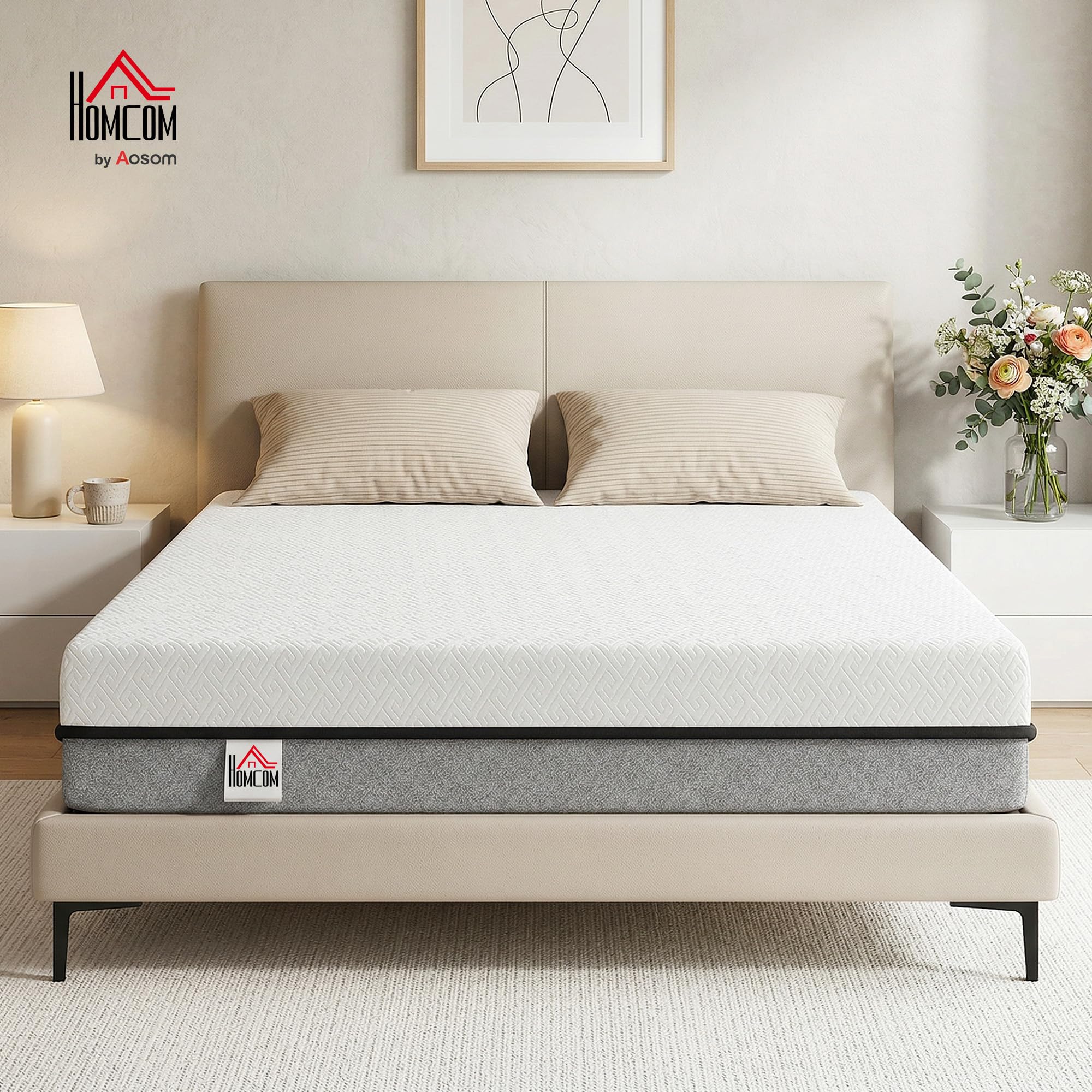 HOMCOM Matratze 140x200cm H3 Mittelfest 20 cm Höhe Ergonomisch