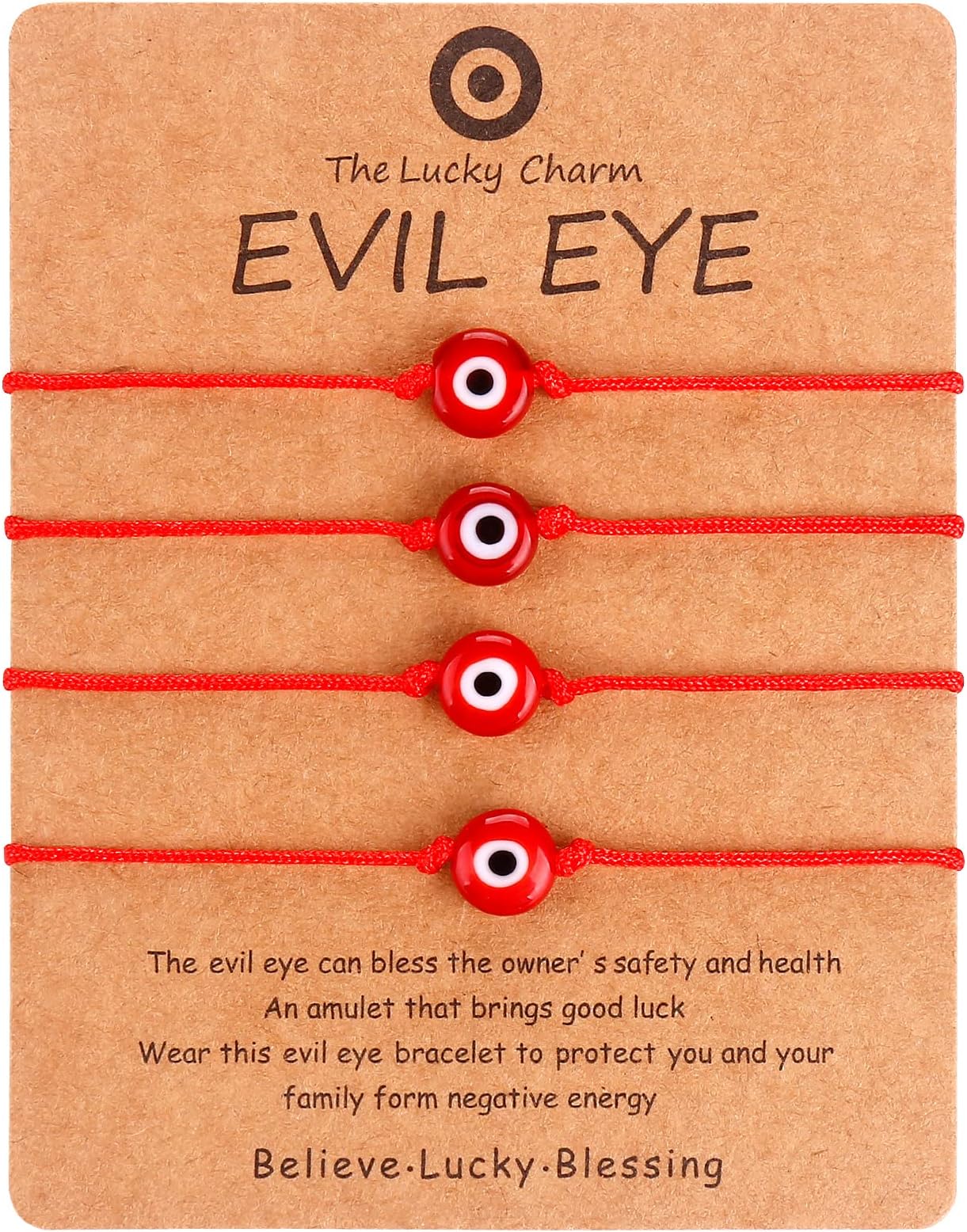 KIYSI4 Pcs Evil Eye Bracelets Adjustable Evil Eye Anklet Handmade Evil Eye Jewelry Lucky Evil Eye Protection Evil Eye Bracelet for Women