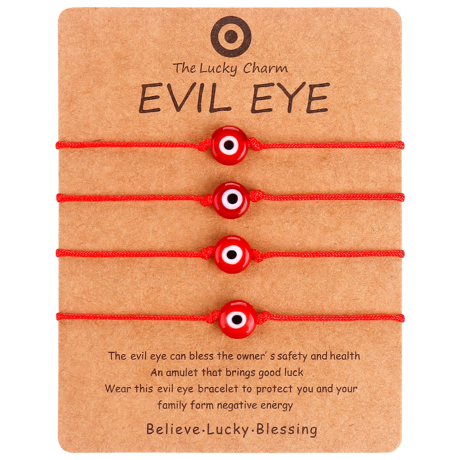 KIYSI4 Pcs Evil Eye Bracelets Adjustable Evil Eye Anklet Handmade Evil Eye Jewelry Lucky Evil Eye Protection Evil Eye Bracelet for Women